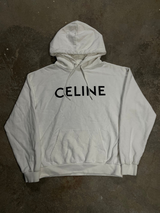 Celine Hoodie White Black Spellout Used Medium