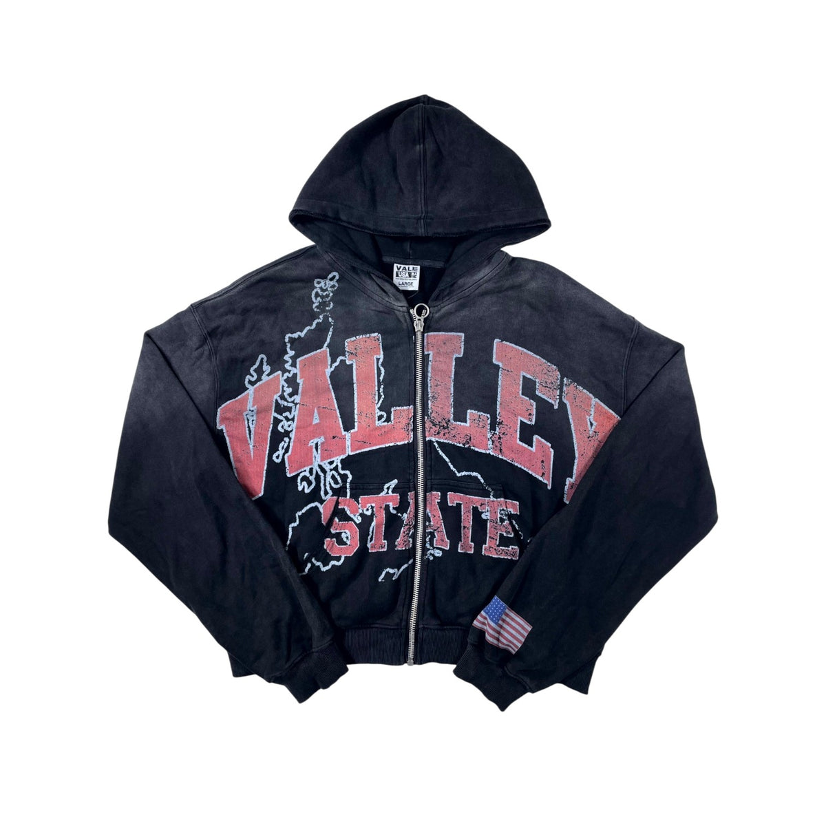 Vale State Alumni Zip Up Black Hoodie