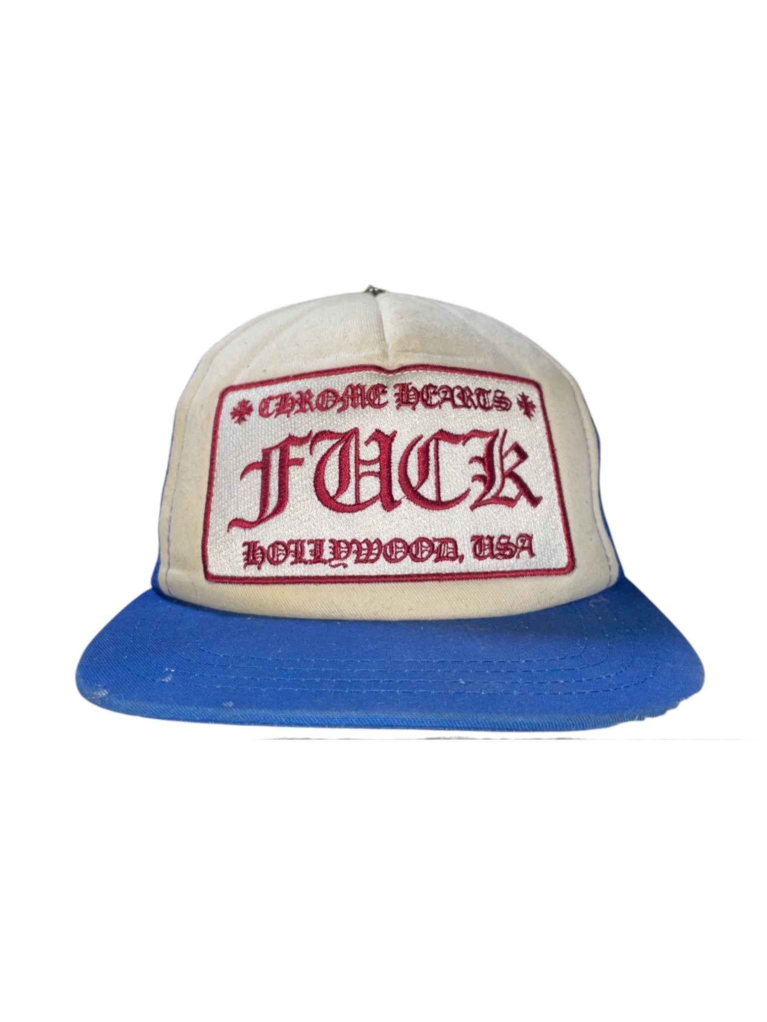 Chrome Hearts "F**k"  White & Blue Trucker Hat