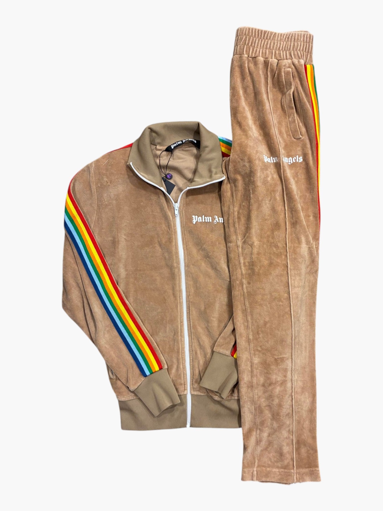 Palm Angels Velour Rainbow Beige Track Suit