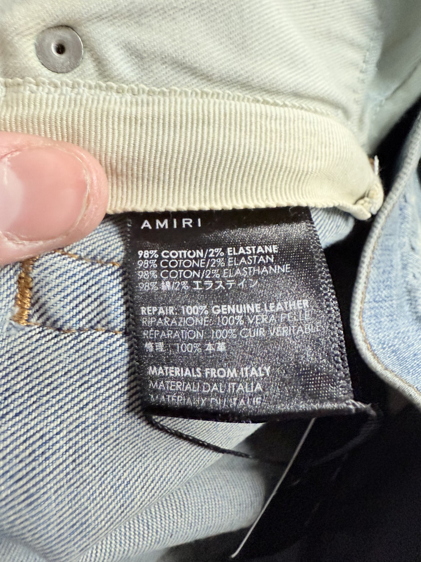 Amiri MX1 Light Wash Black Patch Used 30