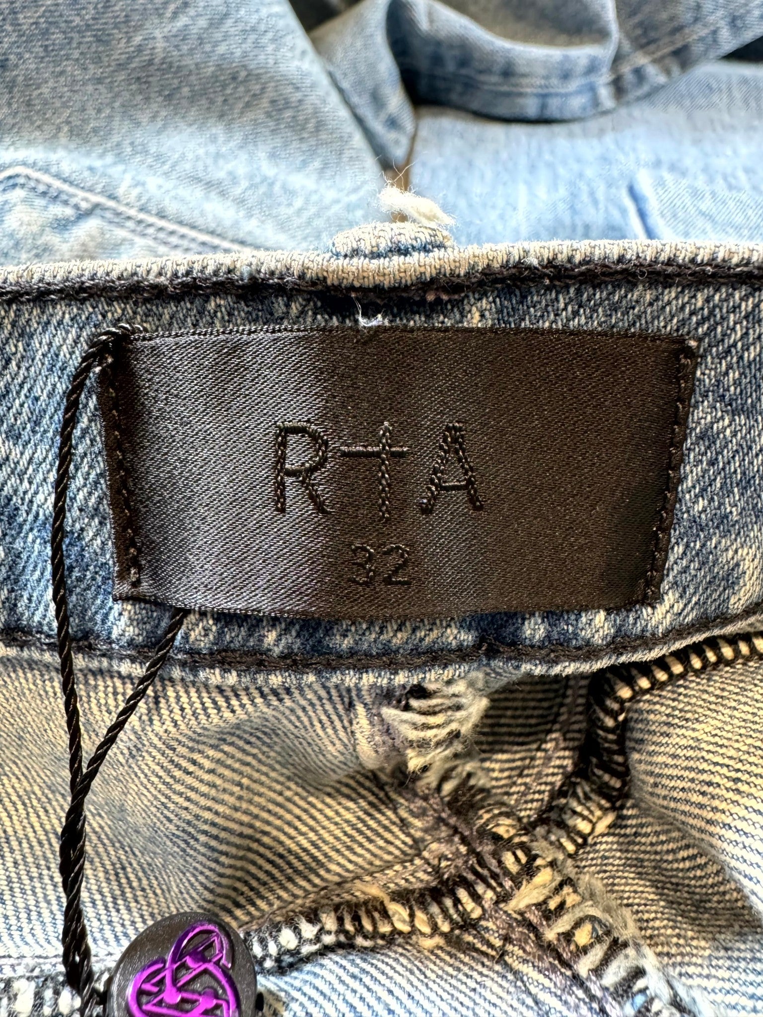 RTA Embroidered Logo Light Wash Jeans
