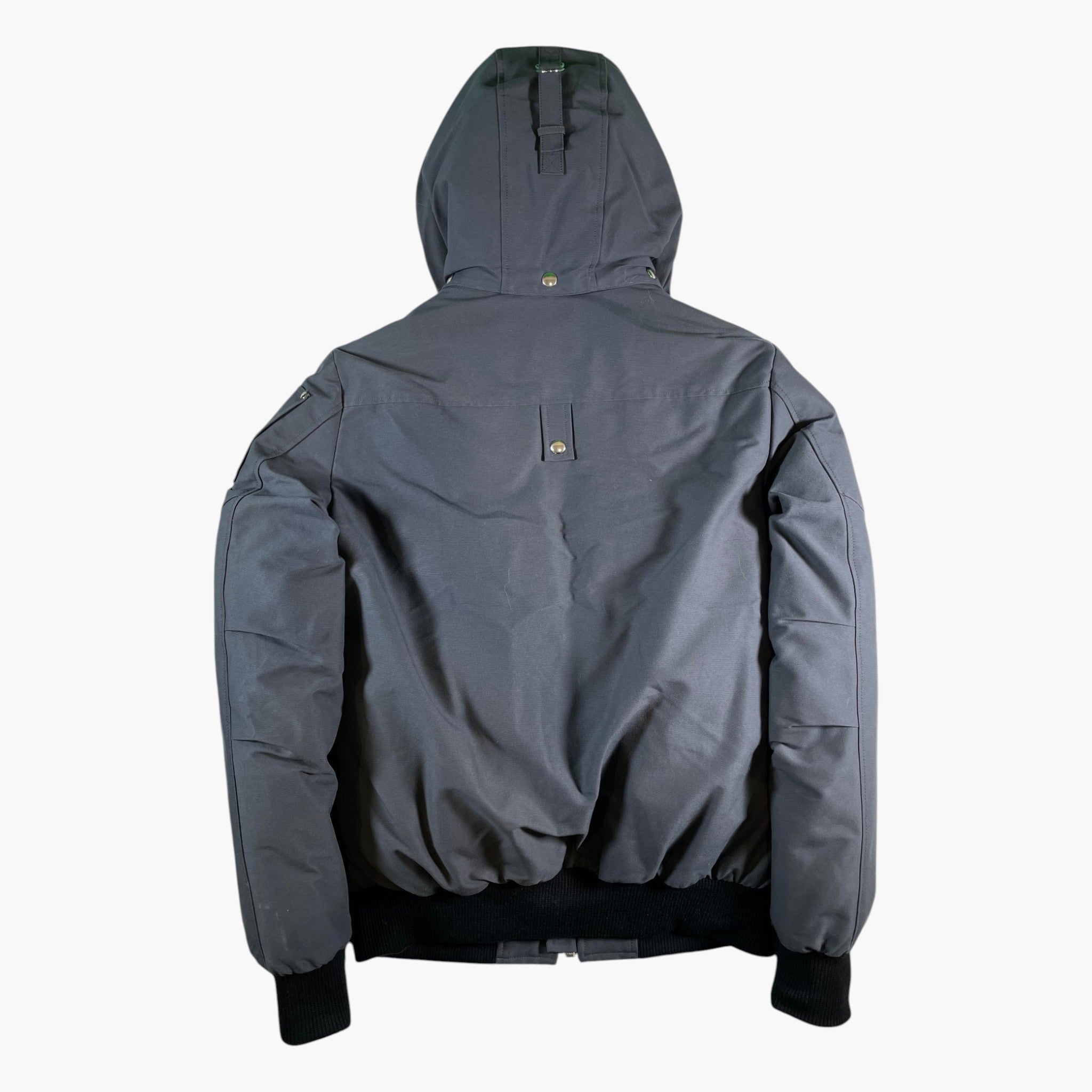 Moose Knuckles Grey & White Fur Bomber Jacket