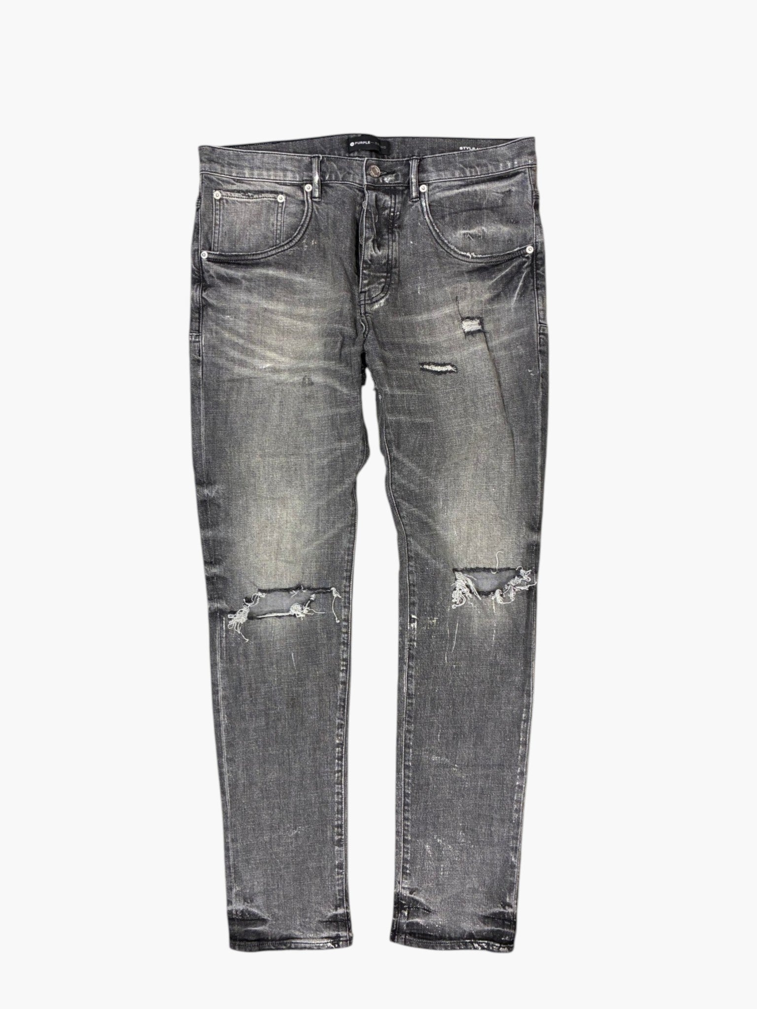 Purple 'Wax Glitter' Grey Jeans