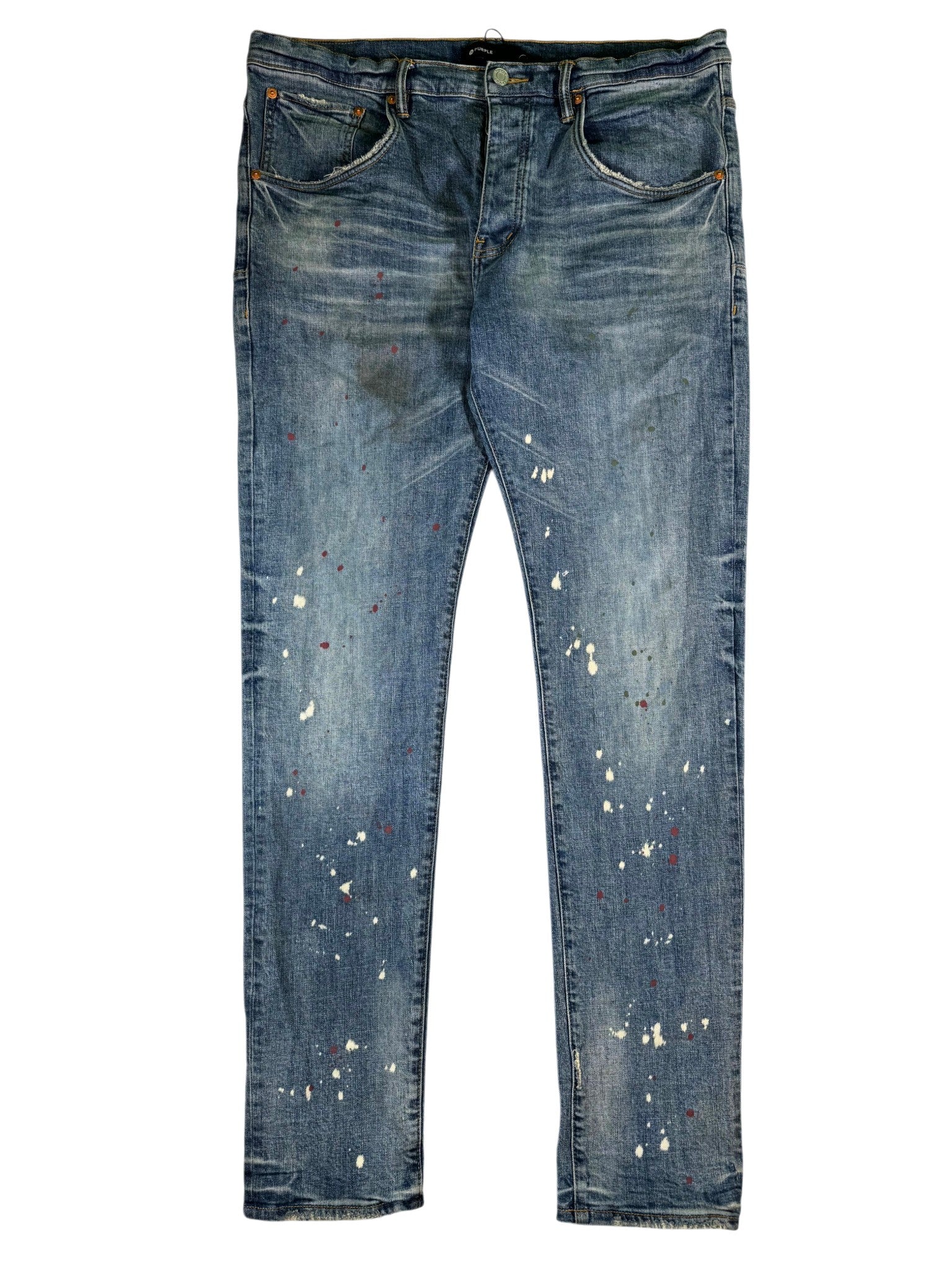 Purple Brand Splatter Dark Wash Jeans