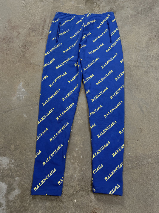 Balenciaga All Over Sweats Blue Yellow Used Small