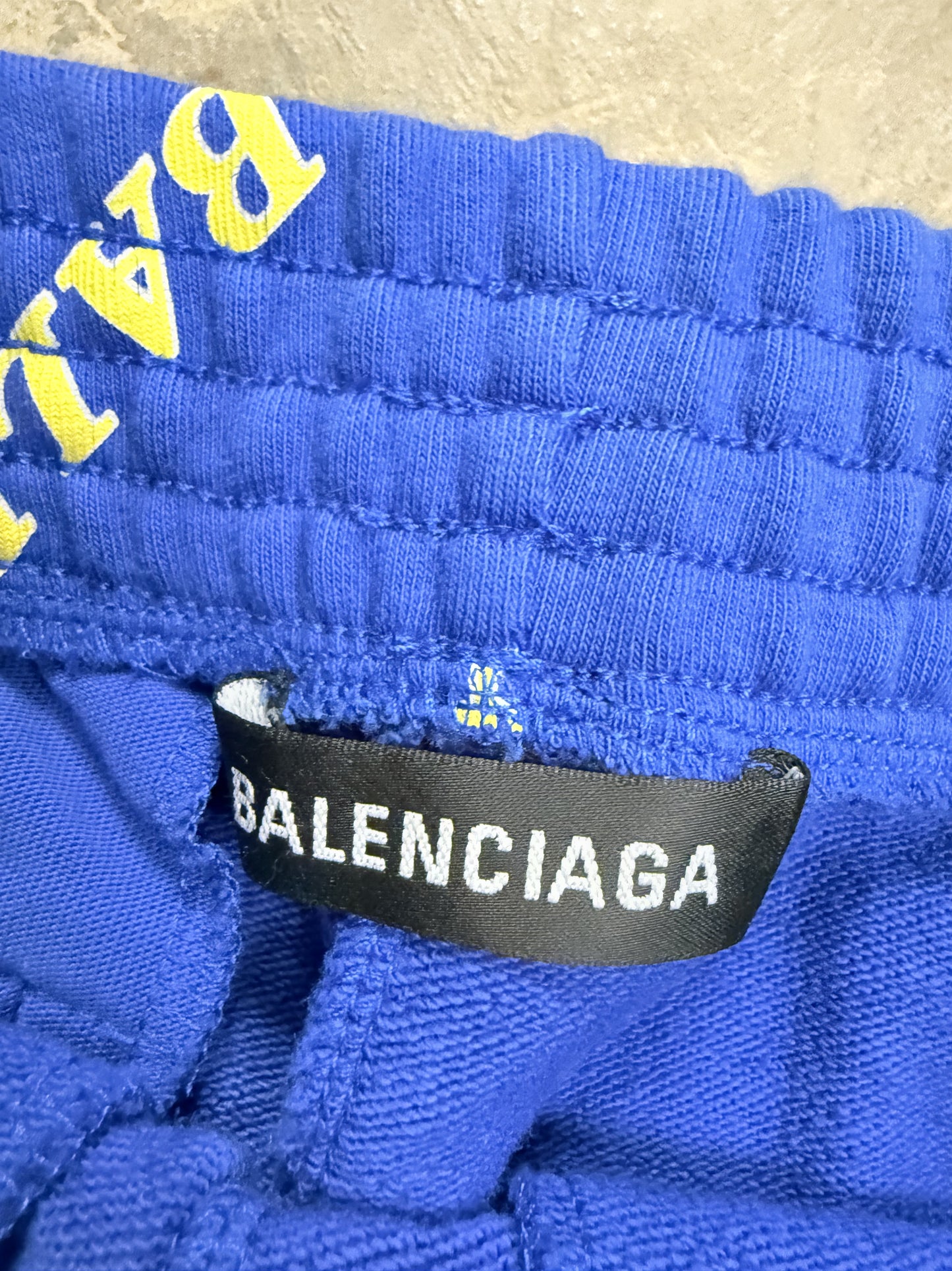 Balenciaga All Over Sweats Blue Yellow Used Small