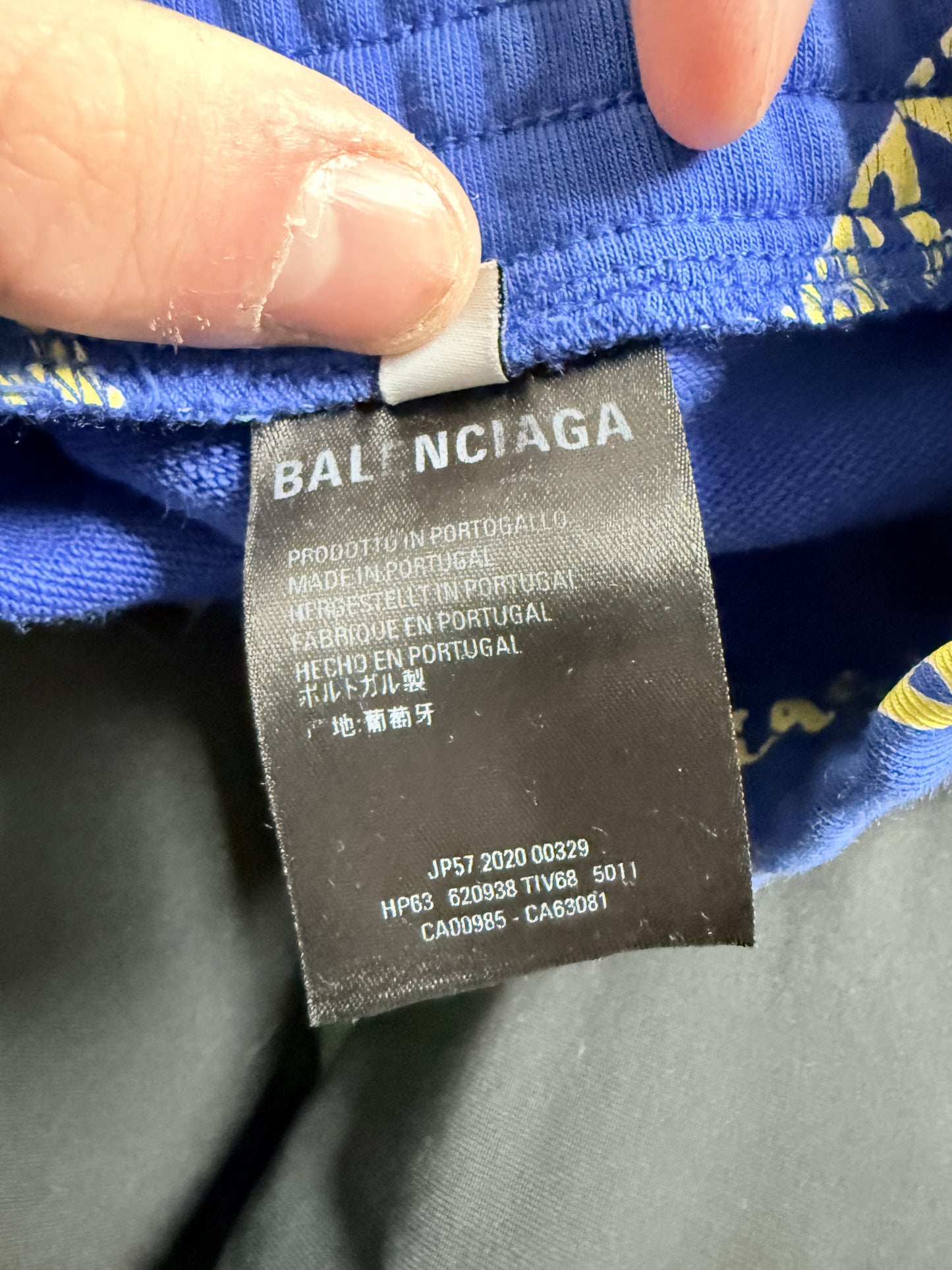 Balenciaga All Over Sweats Blue Yellow Used Small