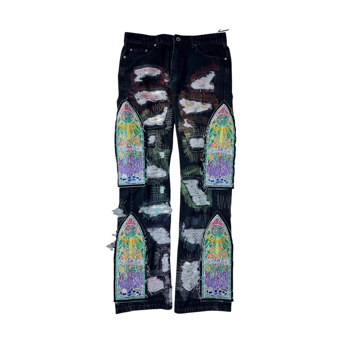 Who Decides War Multi Stained Glass Black Wash Jeans