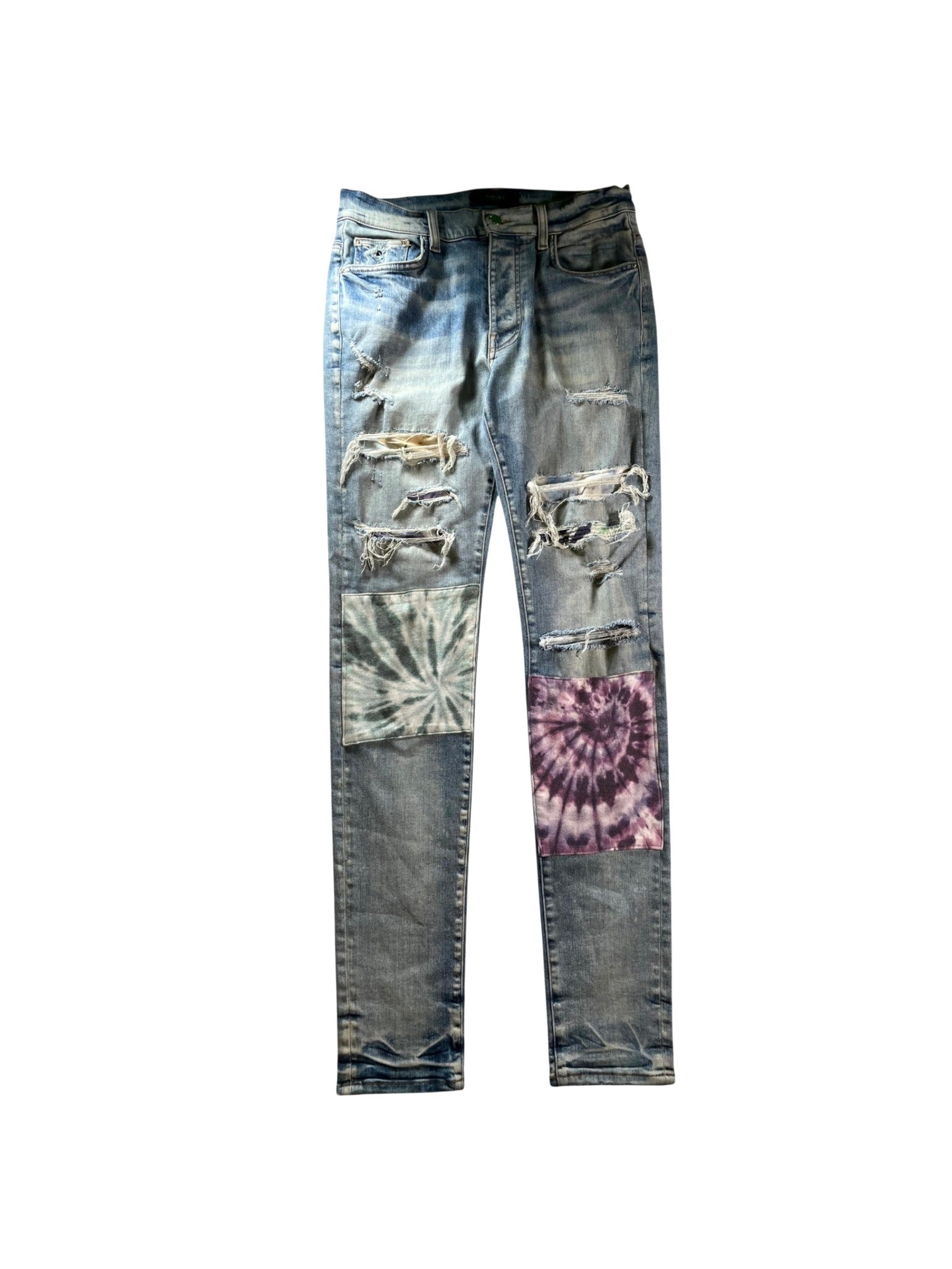 Amiri Tie Dye Patchwork Light Wash & Multicolor Jeans