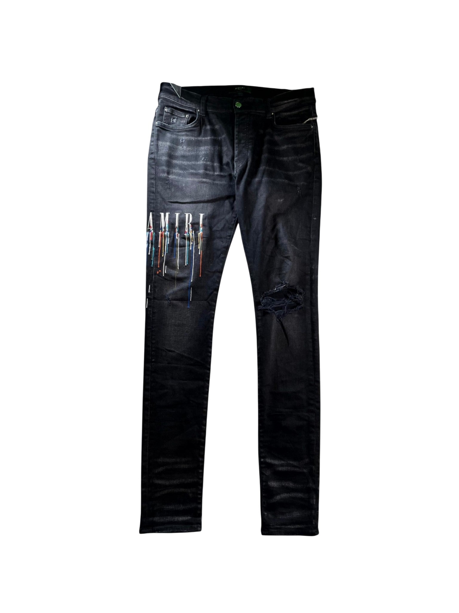 Amiri Paint Drip Black Jeans