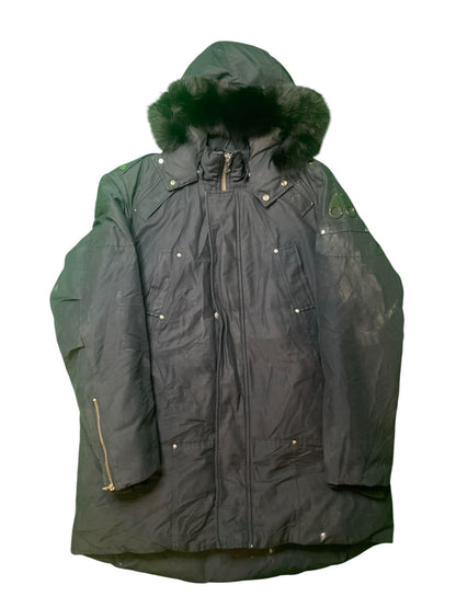 Moose Knuckles Navy & Black Fur Parka