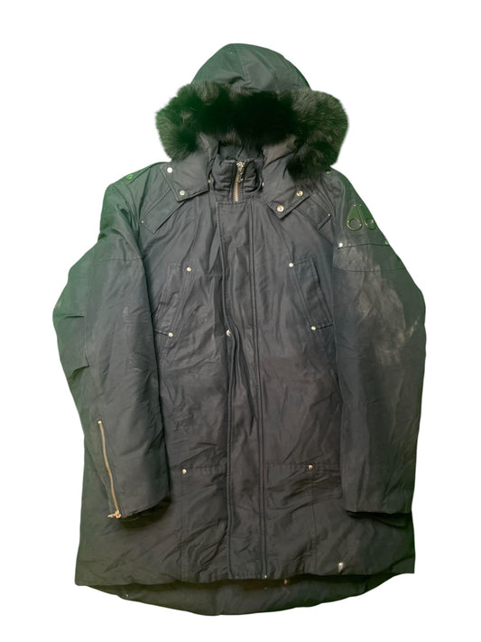 Moose Knuckles Navy & Black Fur Parka