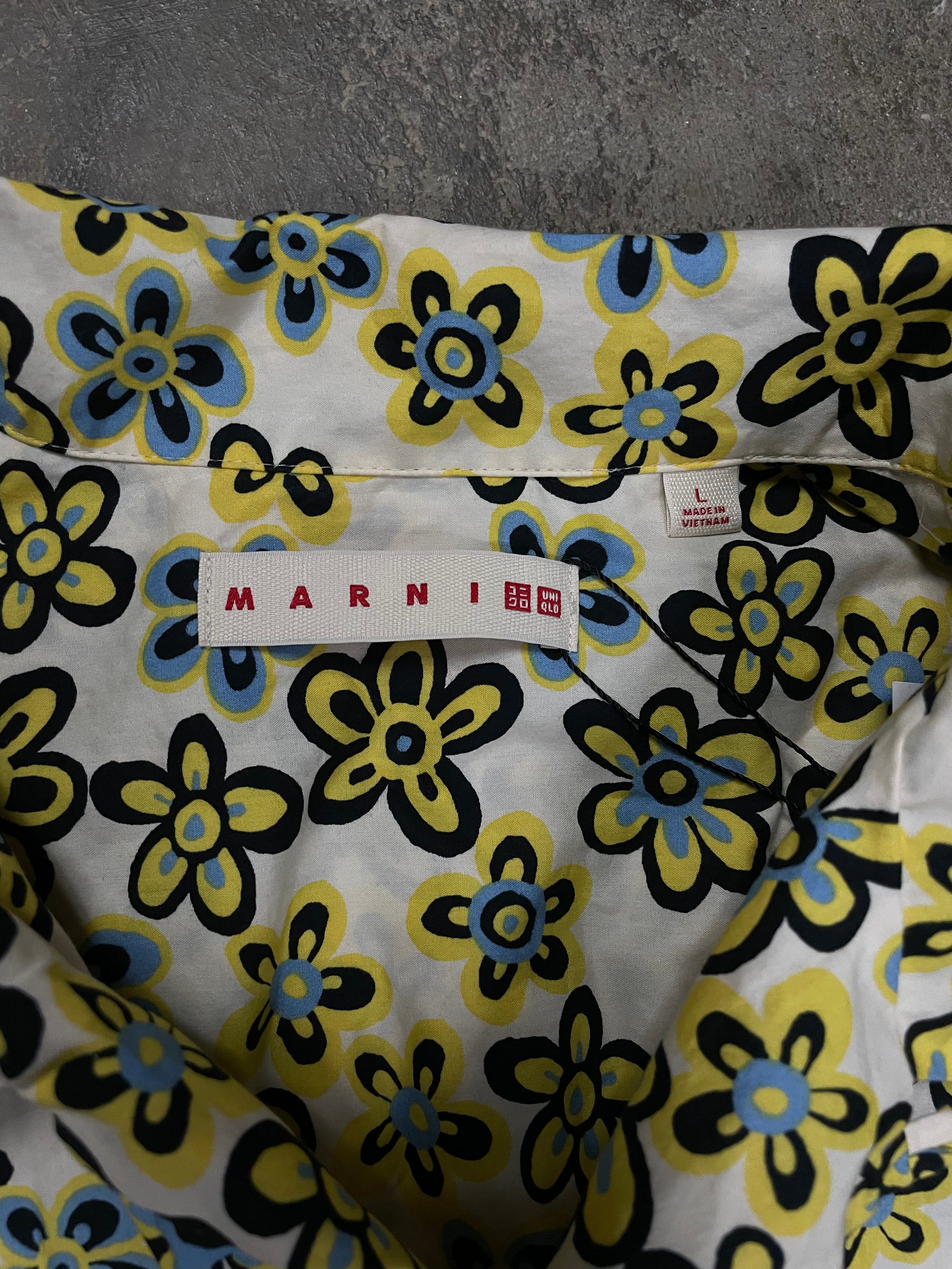 Marni Uniqlo Floral Button Up Yellow Used Large