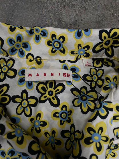 Marni Uniqlo Floral Button Up Yellow Used Large