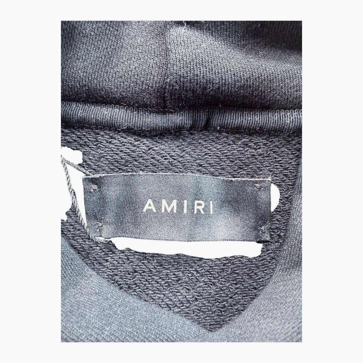 Amiri Tonal Embroidered Staggered Logo Black Hoodie