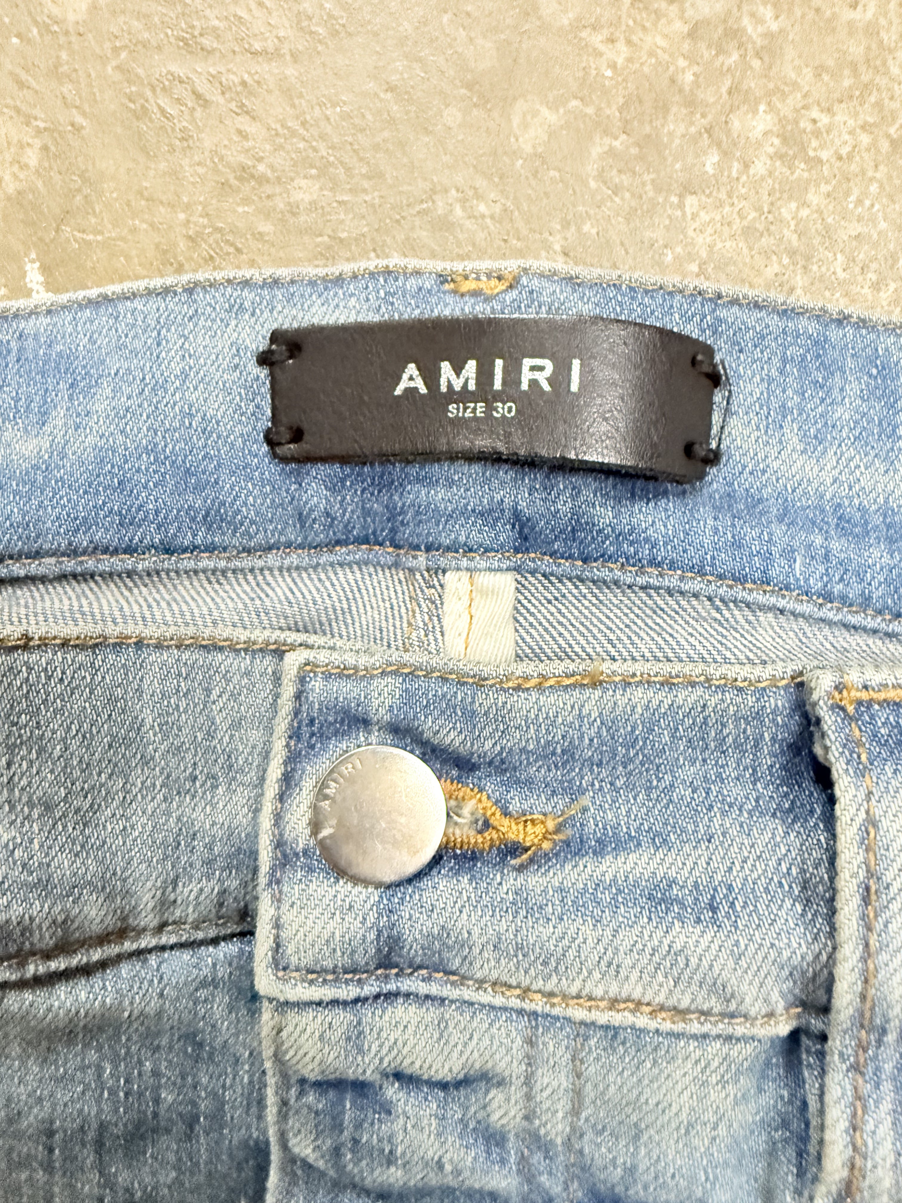 Amiri Jeans Light Wash Multi Paisley Patchwork Used 30
