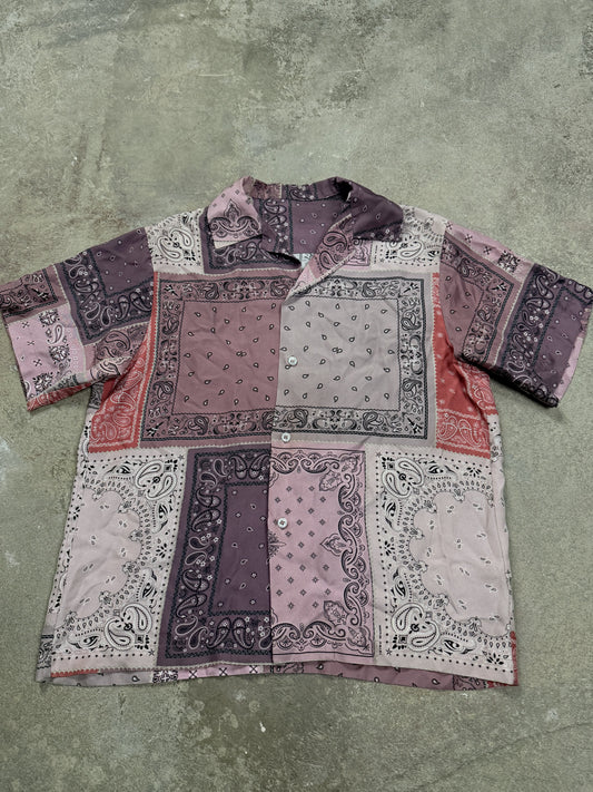 Amiri Silk Button Up Purple Pink Paisley Used Small