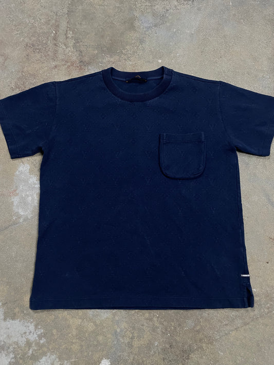 LV Monogram Pocket Tee Navy Used Small