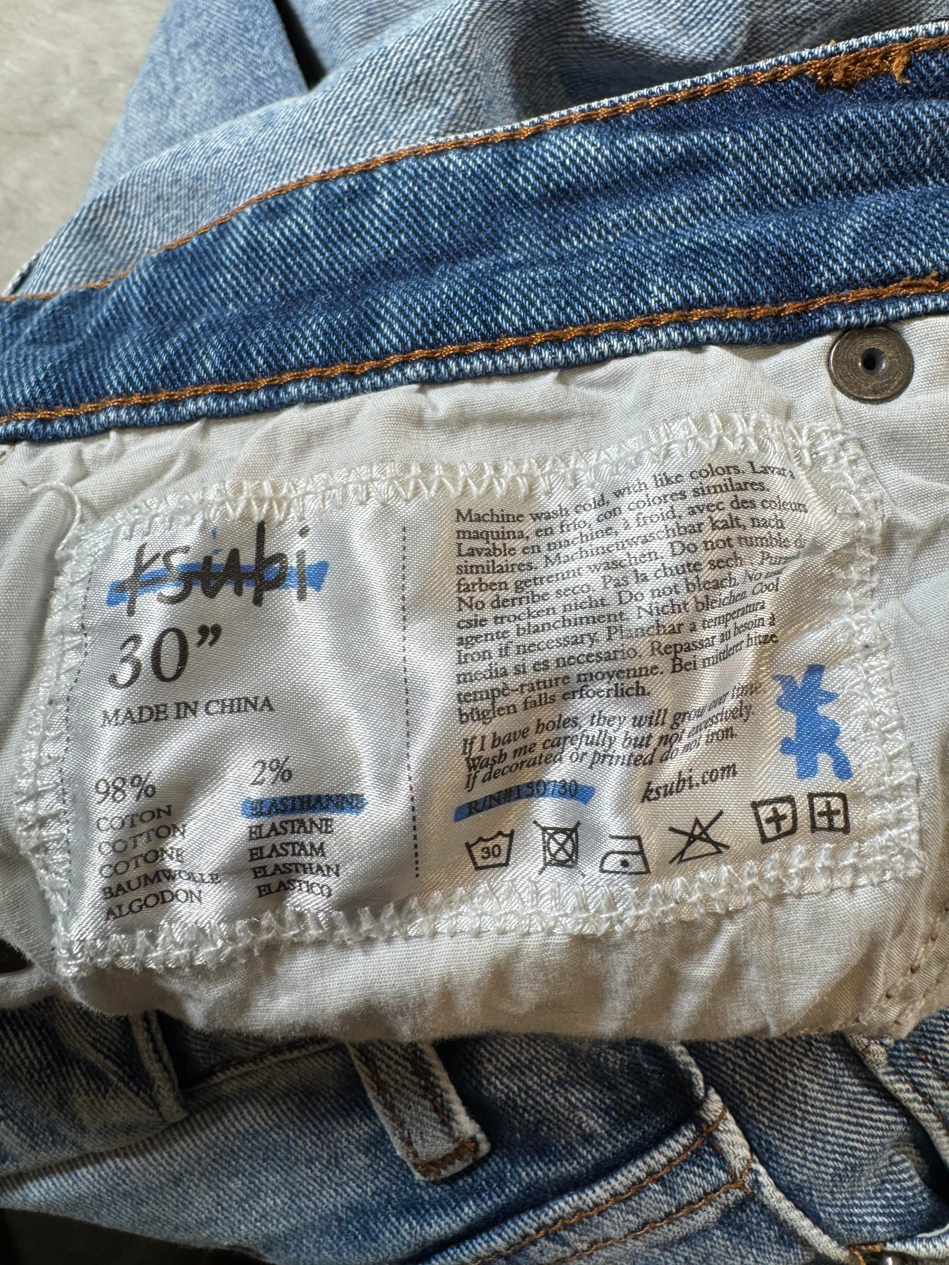 Ksubi Distressed Ripped Light Wash Jeans