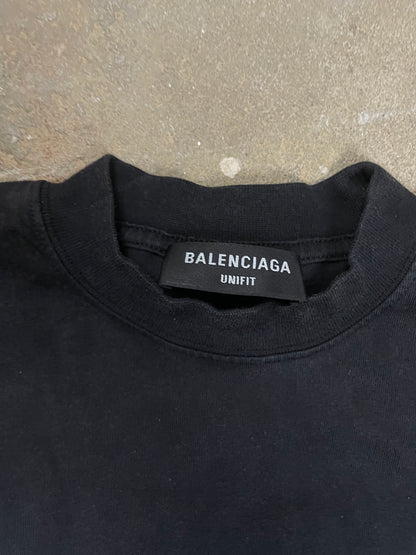Balenciaga Cross Out Tee Faded Black New 1 (Fits Oversized Small) With Tags