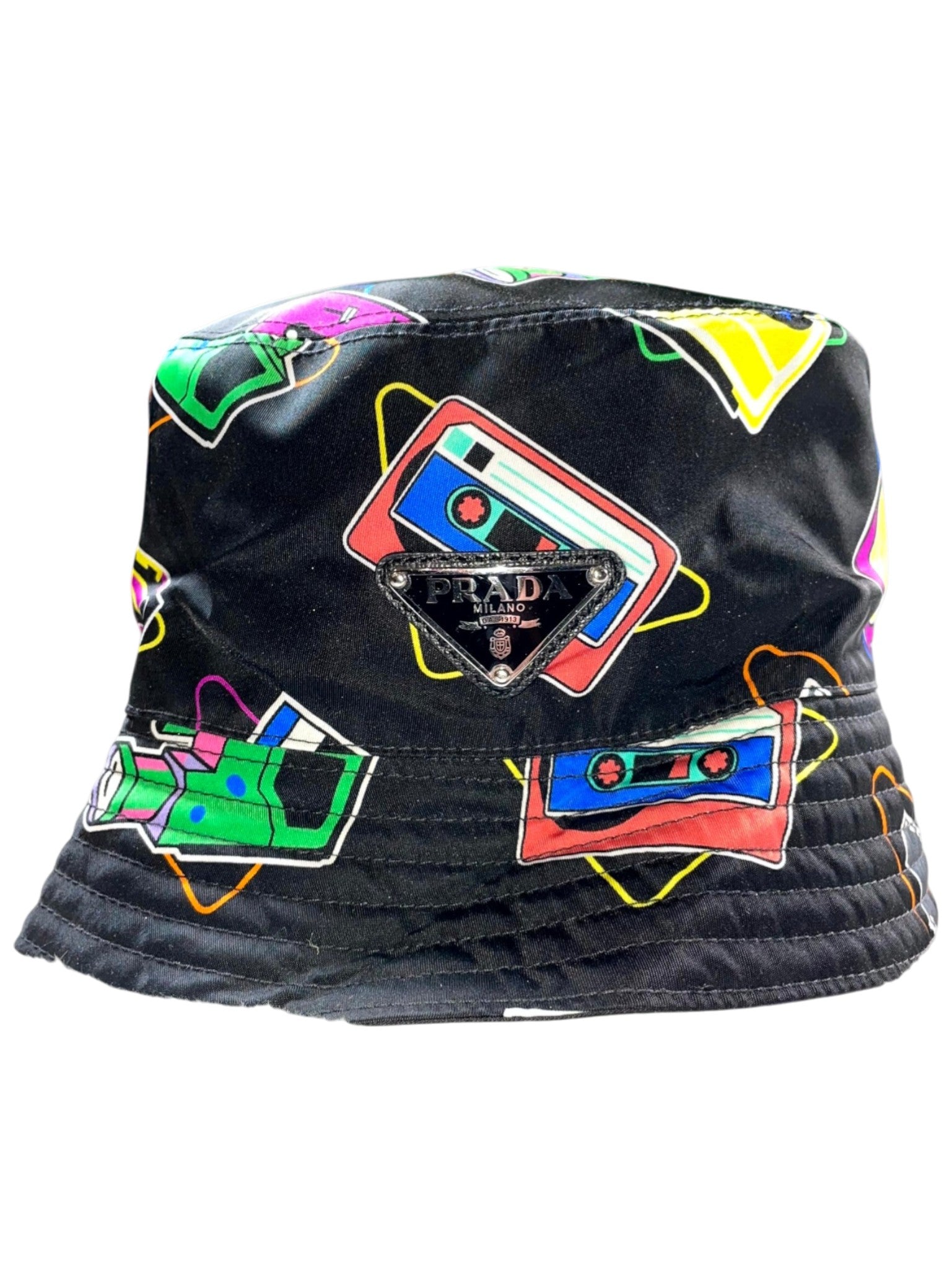 Prada All Over Bucket Black & Multicolor Hat