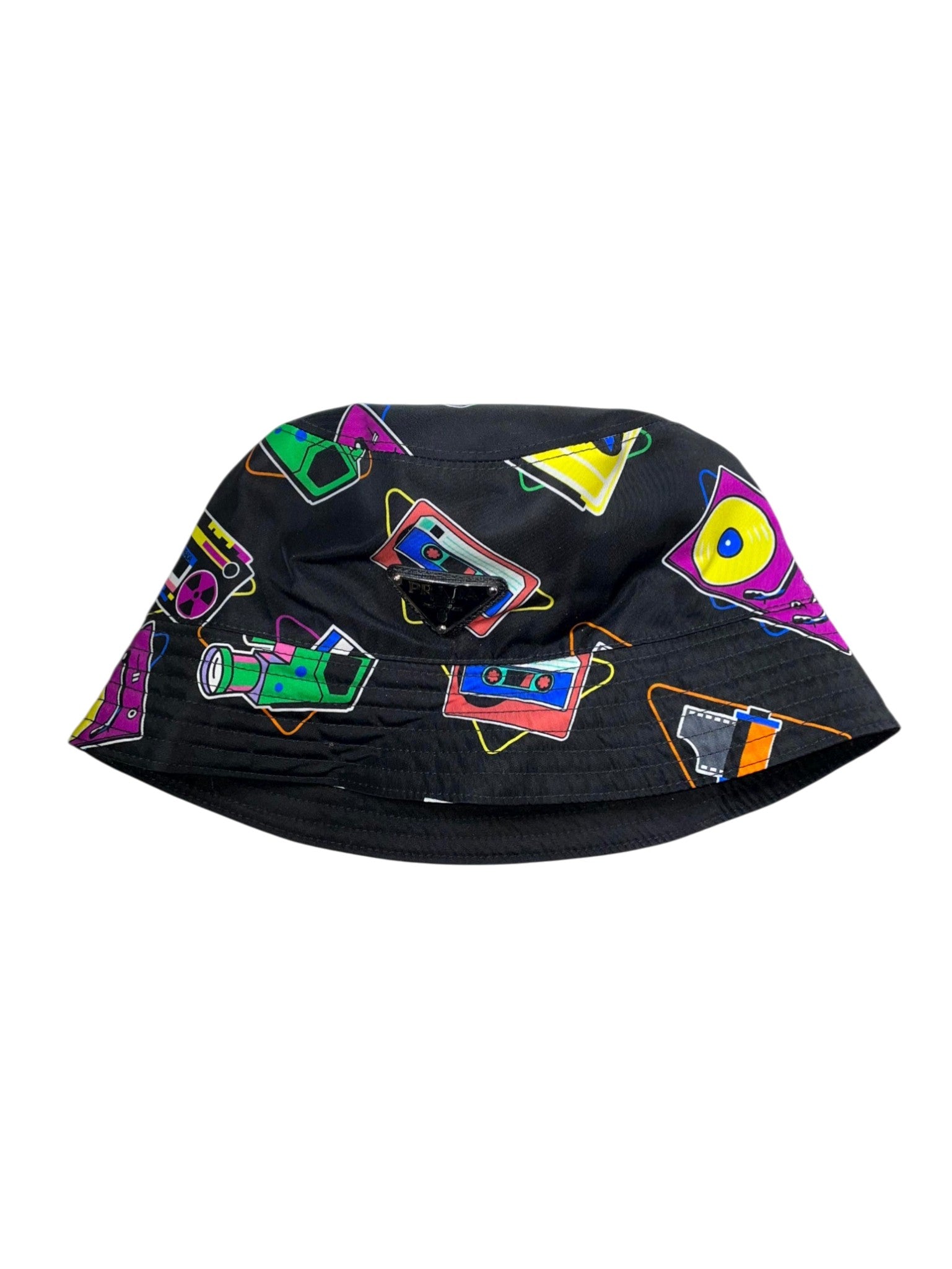 Prada All Over Bucket Black & Multicolor Hat