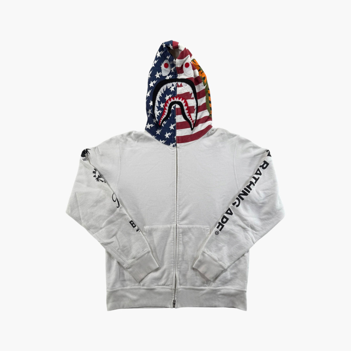 BAPE USA Flag Shark White Zip Up