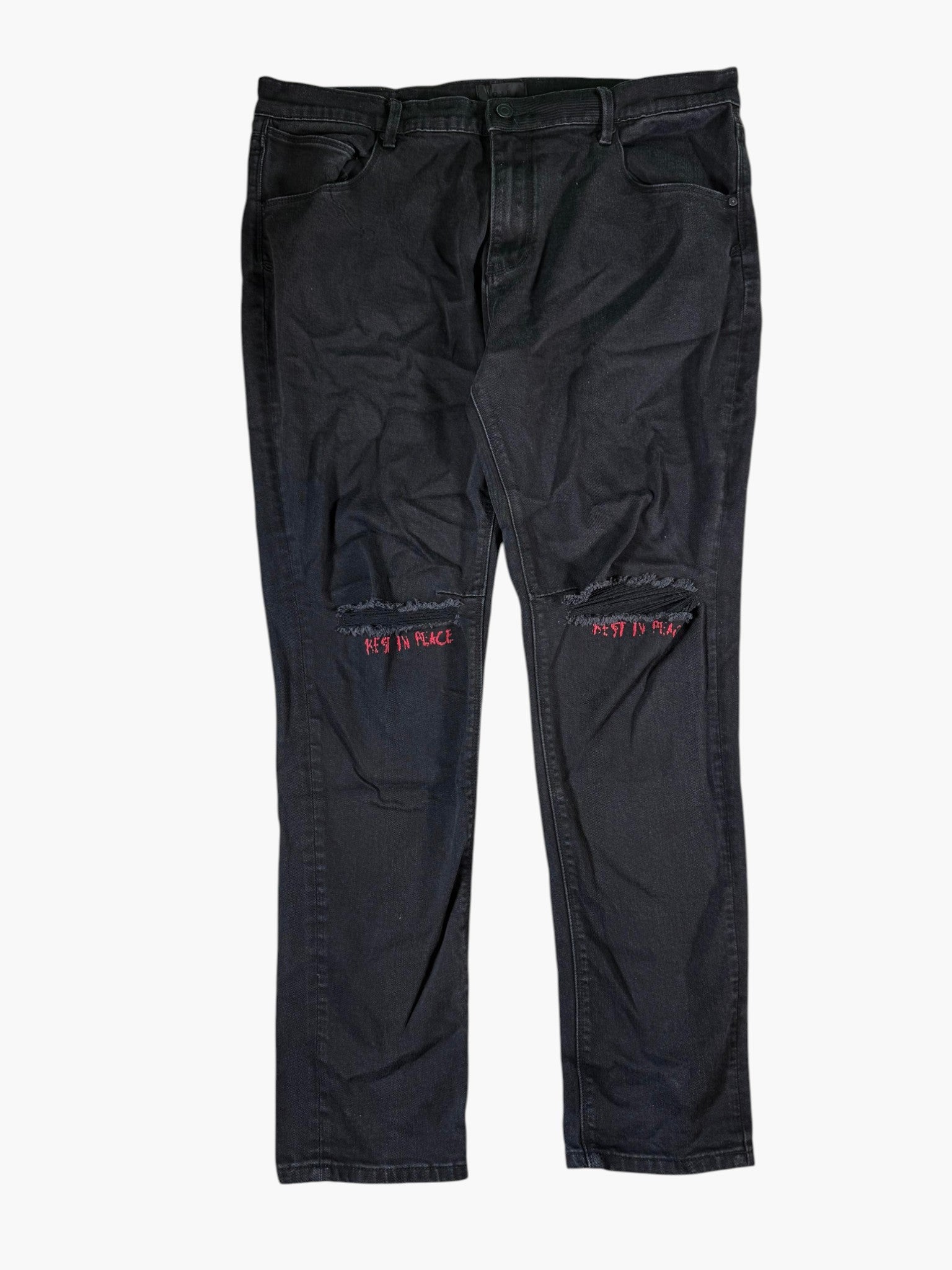 RTA Red Rip Black Wash Ripped Jeans