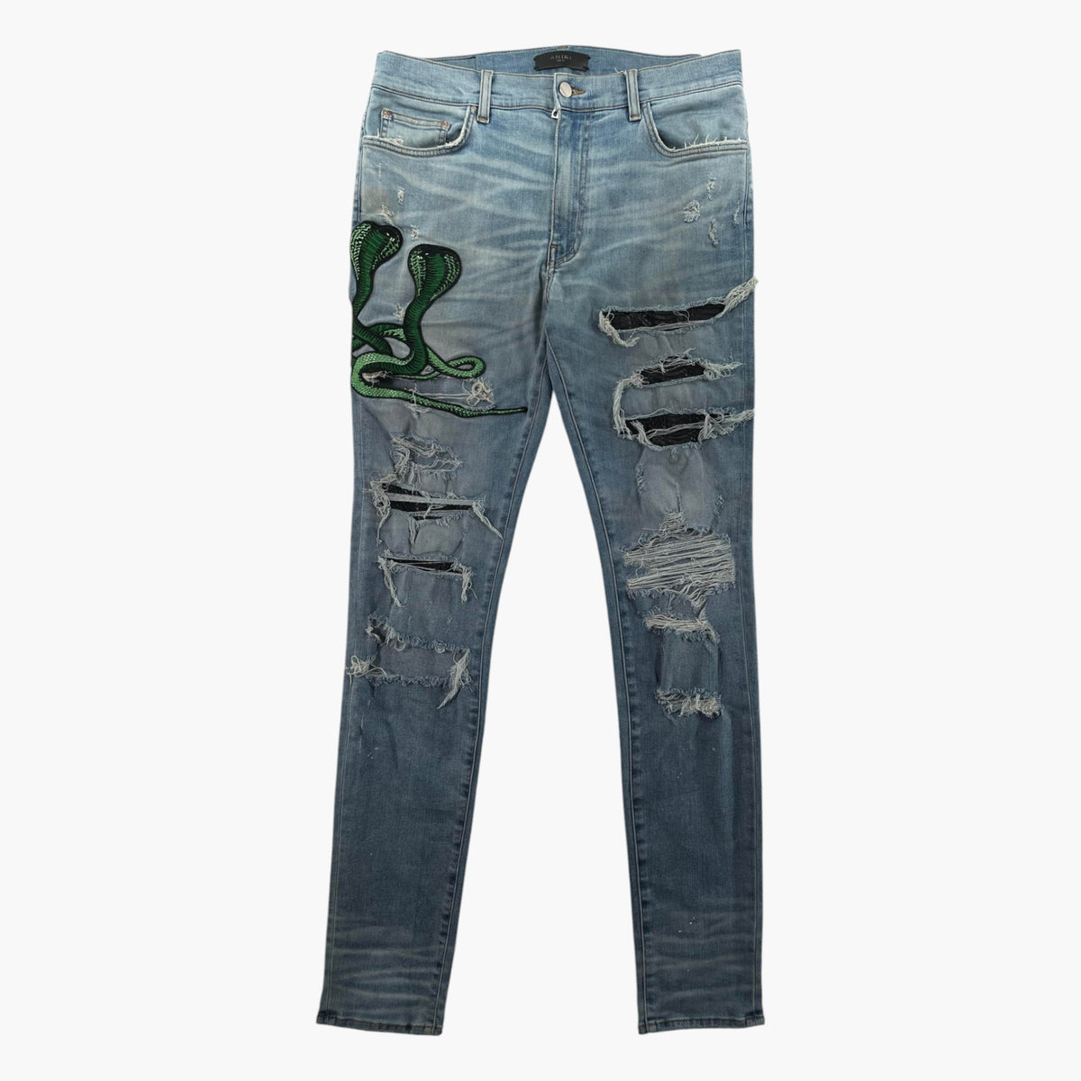 Amiri Green Cobra Light Wash Jeans