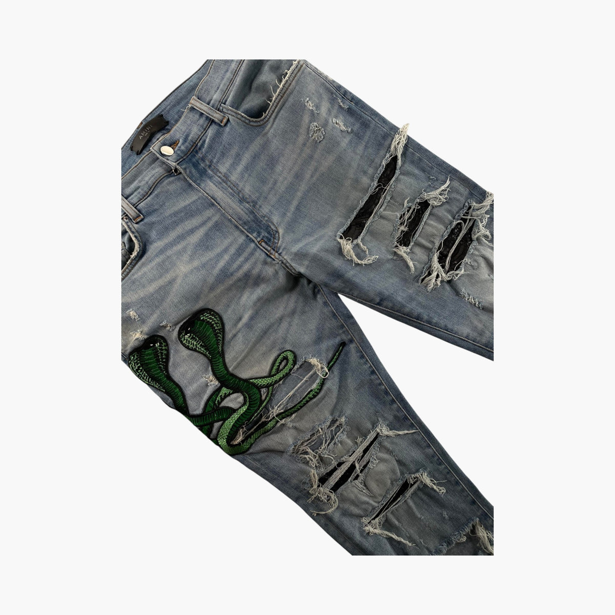 Amiri Green Cobra Light Wash Jeans