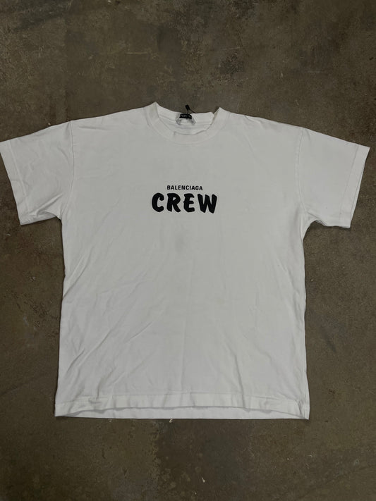 Balenciaga White Black Crew Tee Used Medium