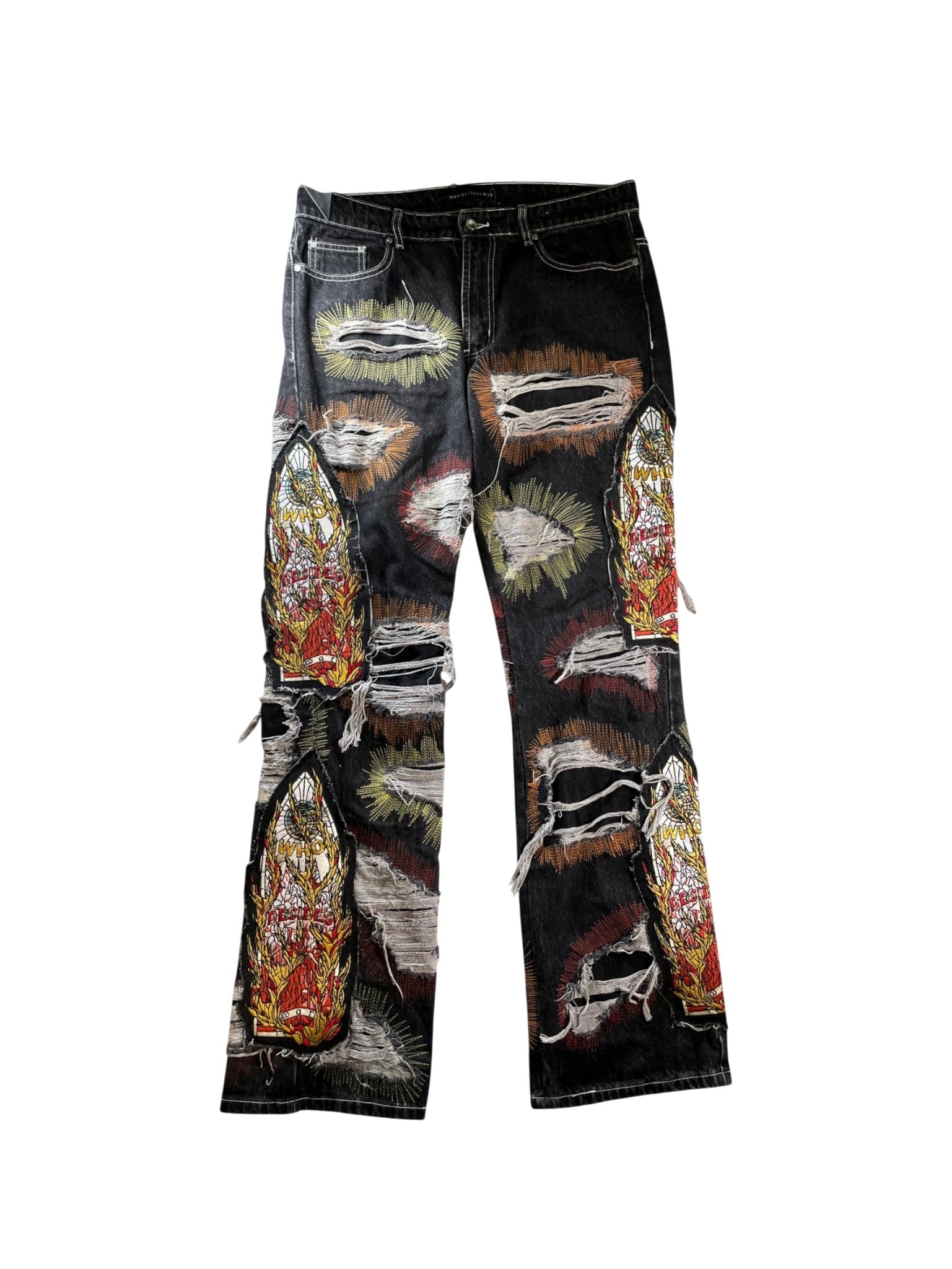 Who Decides War Flames  Black & Red Jeans