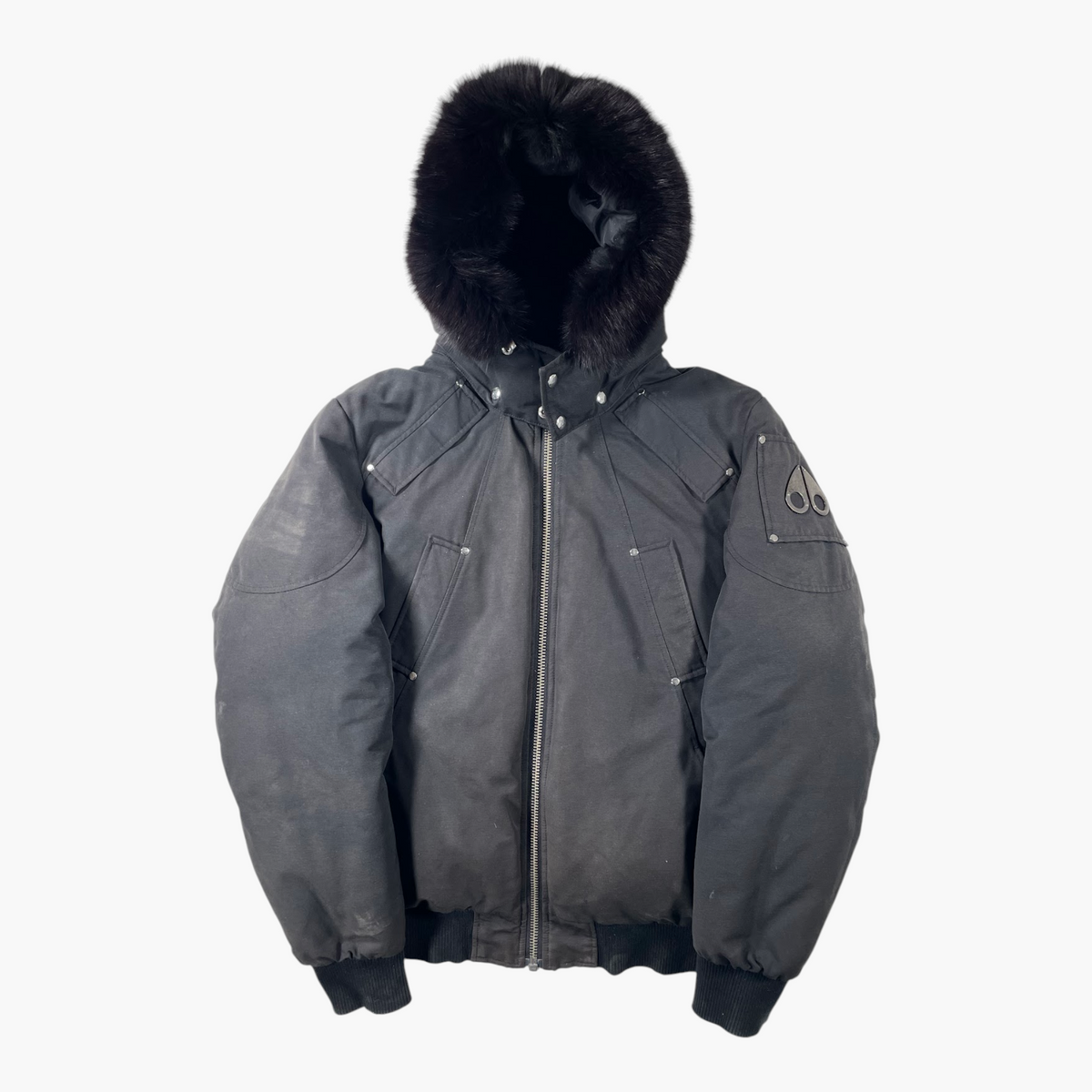 Moose Knuckles Black & Black Fur Bomber Jacket