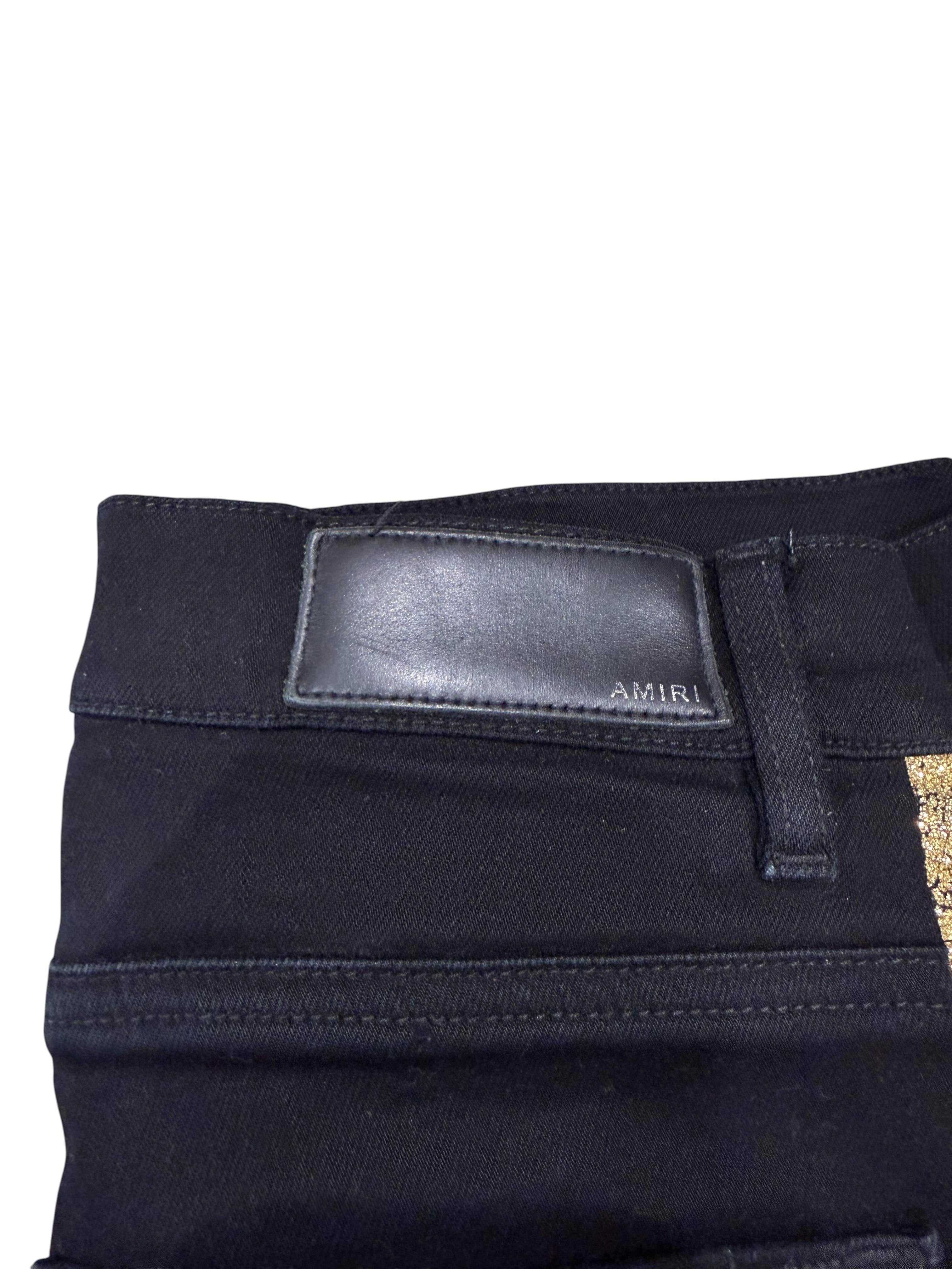 Amiri Gold Stripe Black Thrasher Jeans
