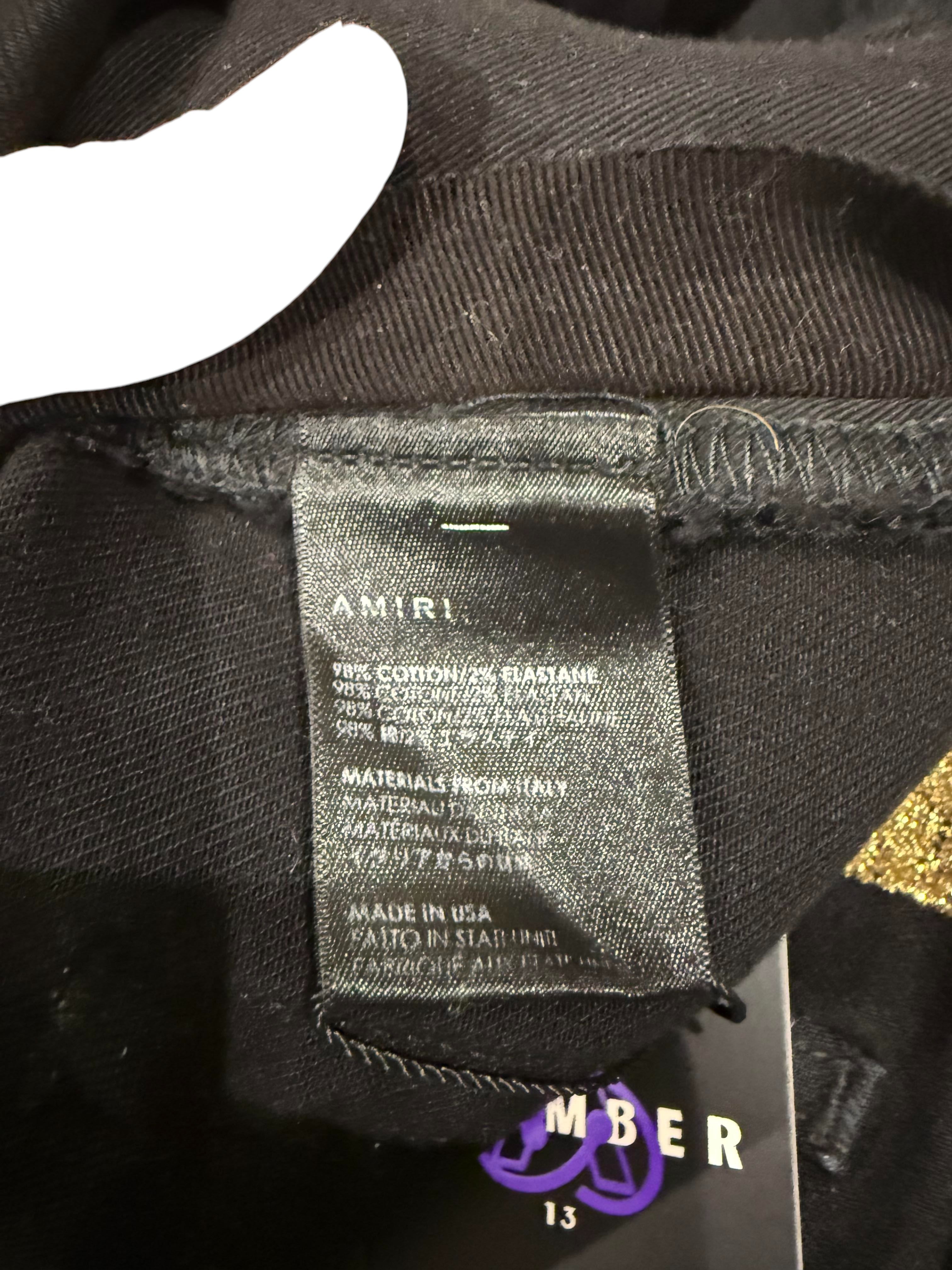 Amiri Gold Stripe Black Thrasher Jeans