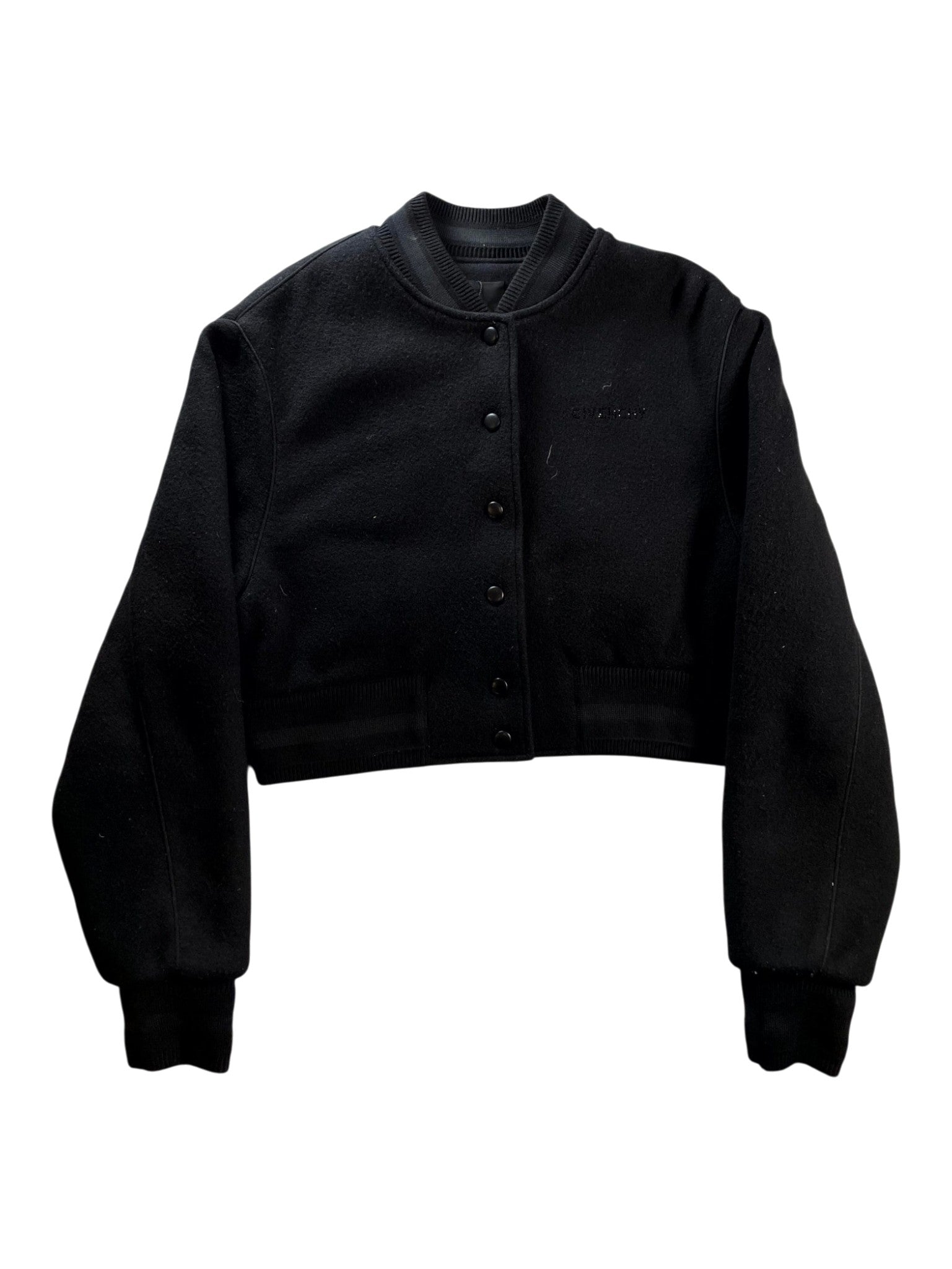 Givenchy "Rhinestone WMNS Cropped" Black Bomber Jacket