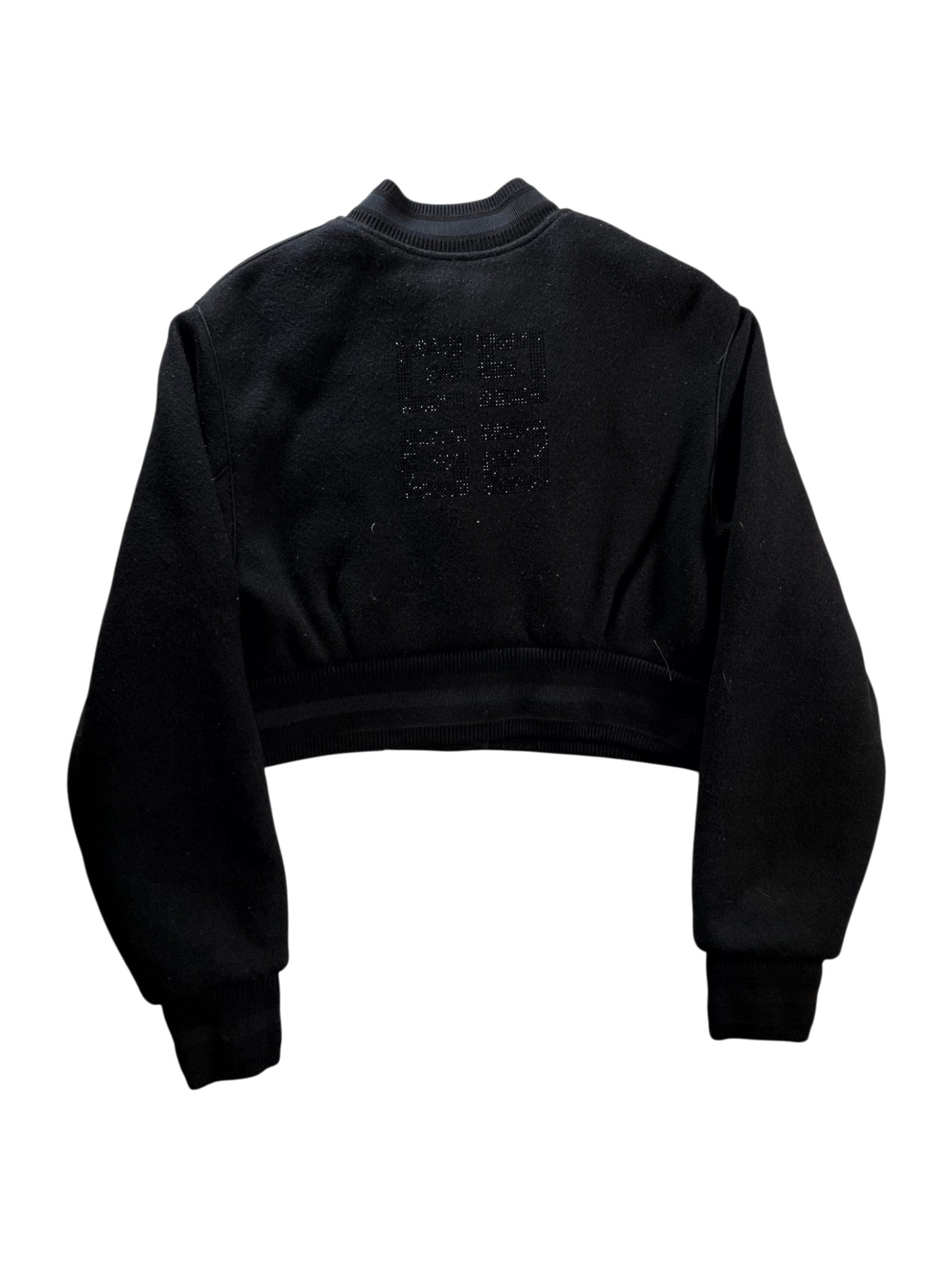 Givenchy "Rhinestone WMNS Cropped" Black Bomber Jacket