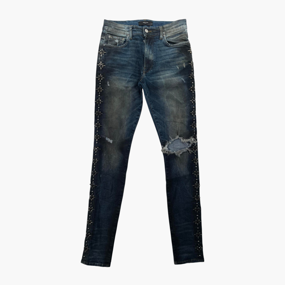 Amiri Studded Thrasher Rust Indigo Jeans