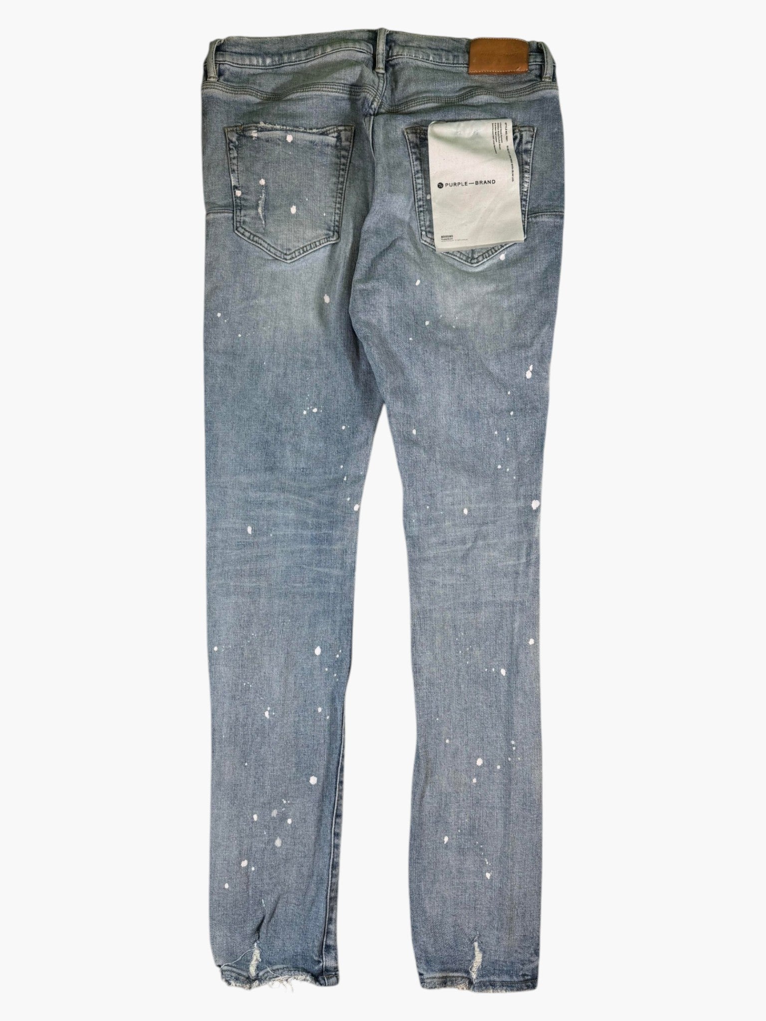 Purple Brand Splatter Ripped  Light Wash Jeans