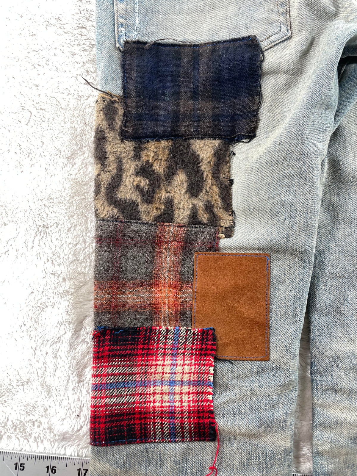 Amiri Lumberjack Patchwork Light Wash Jeans