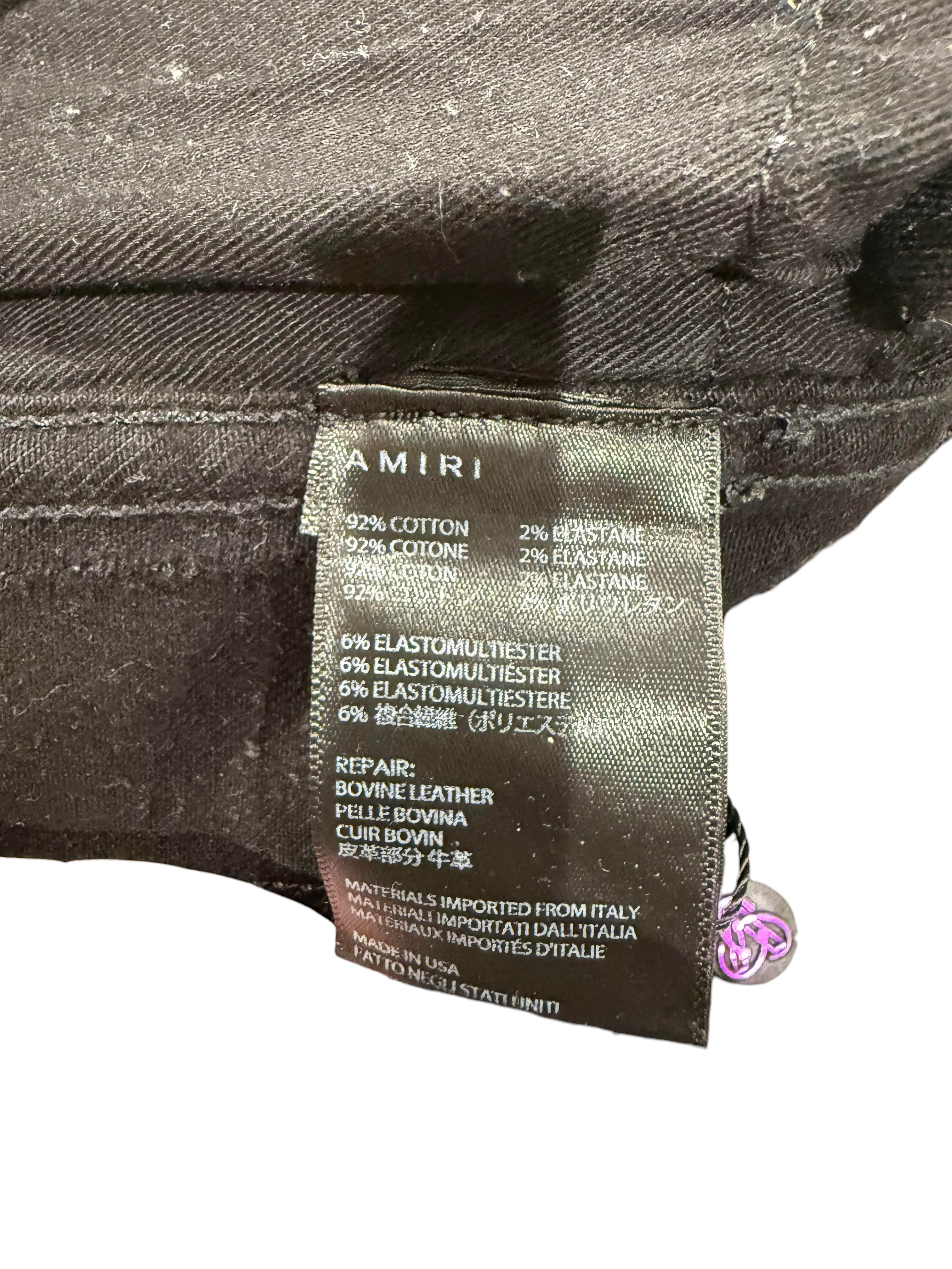 Amiri 'Double Knee' Black Leather Skinny Jeans