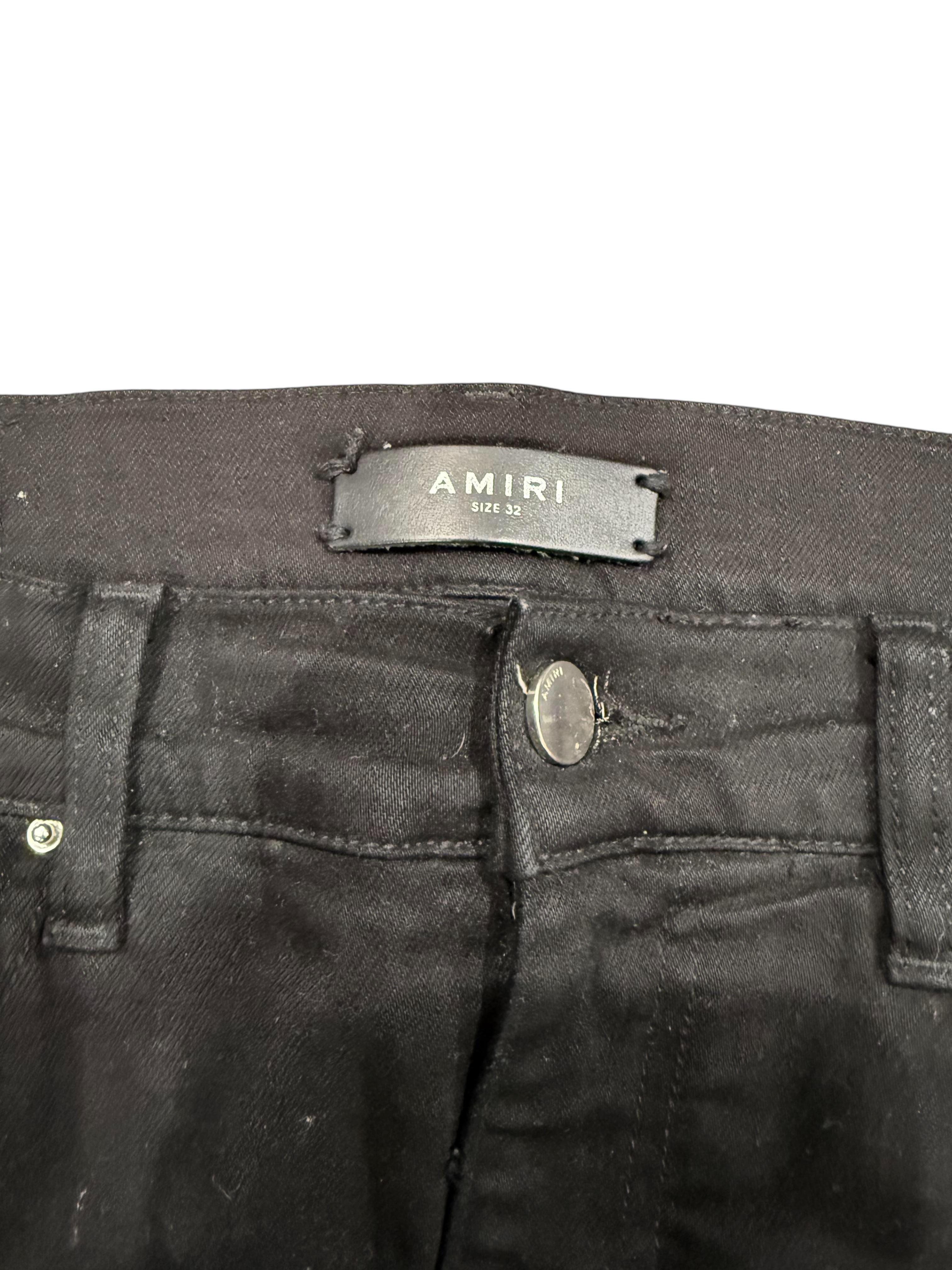 Amiri Gold Glitter Stripe Black Jeans