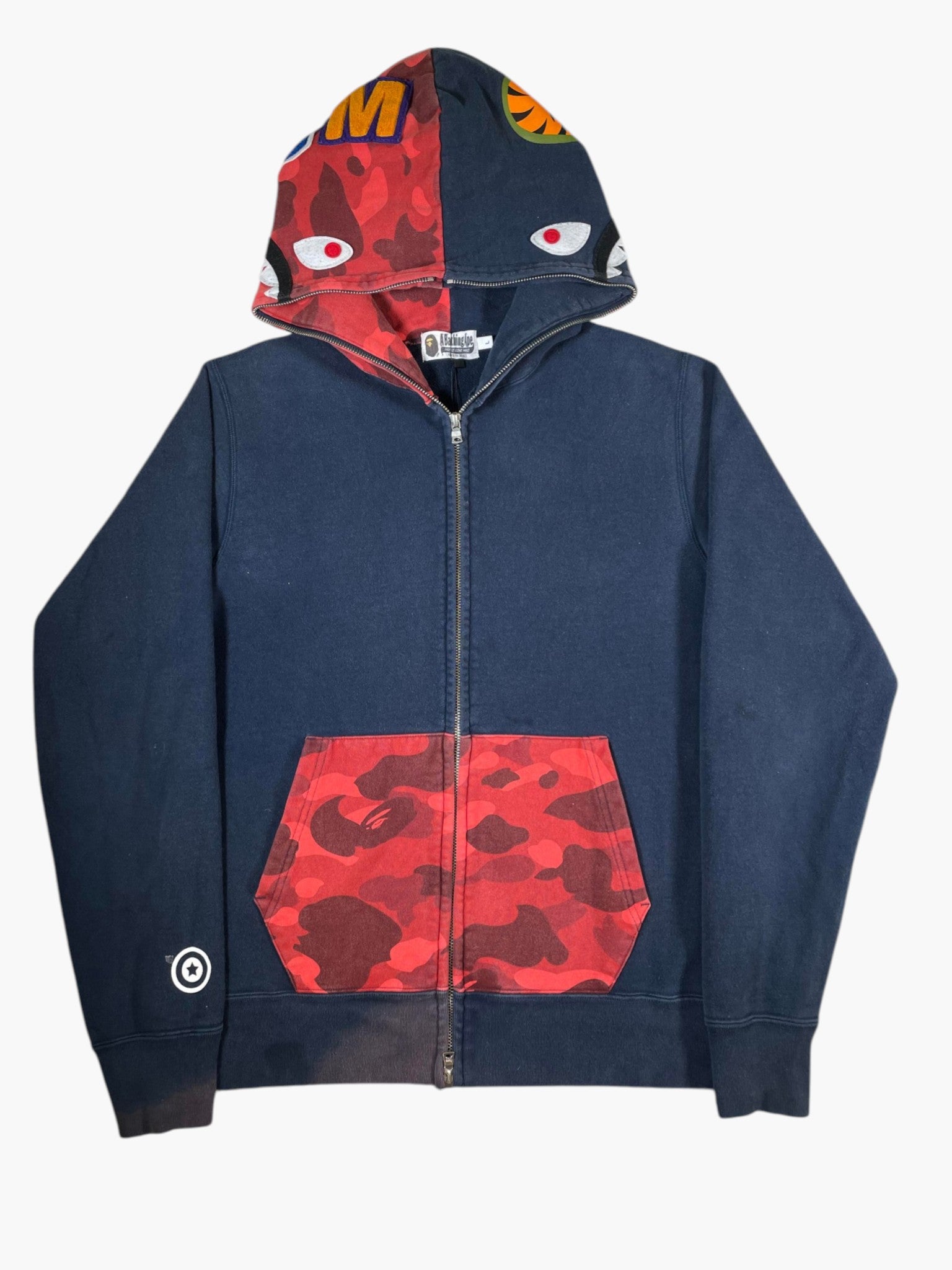 BAPE Shark Zip Navy & Red Camo Hoodie