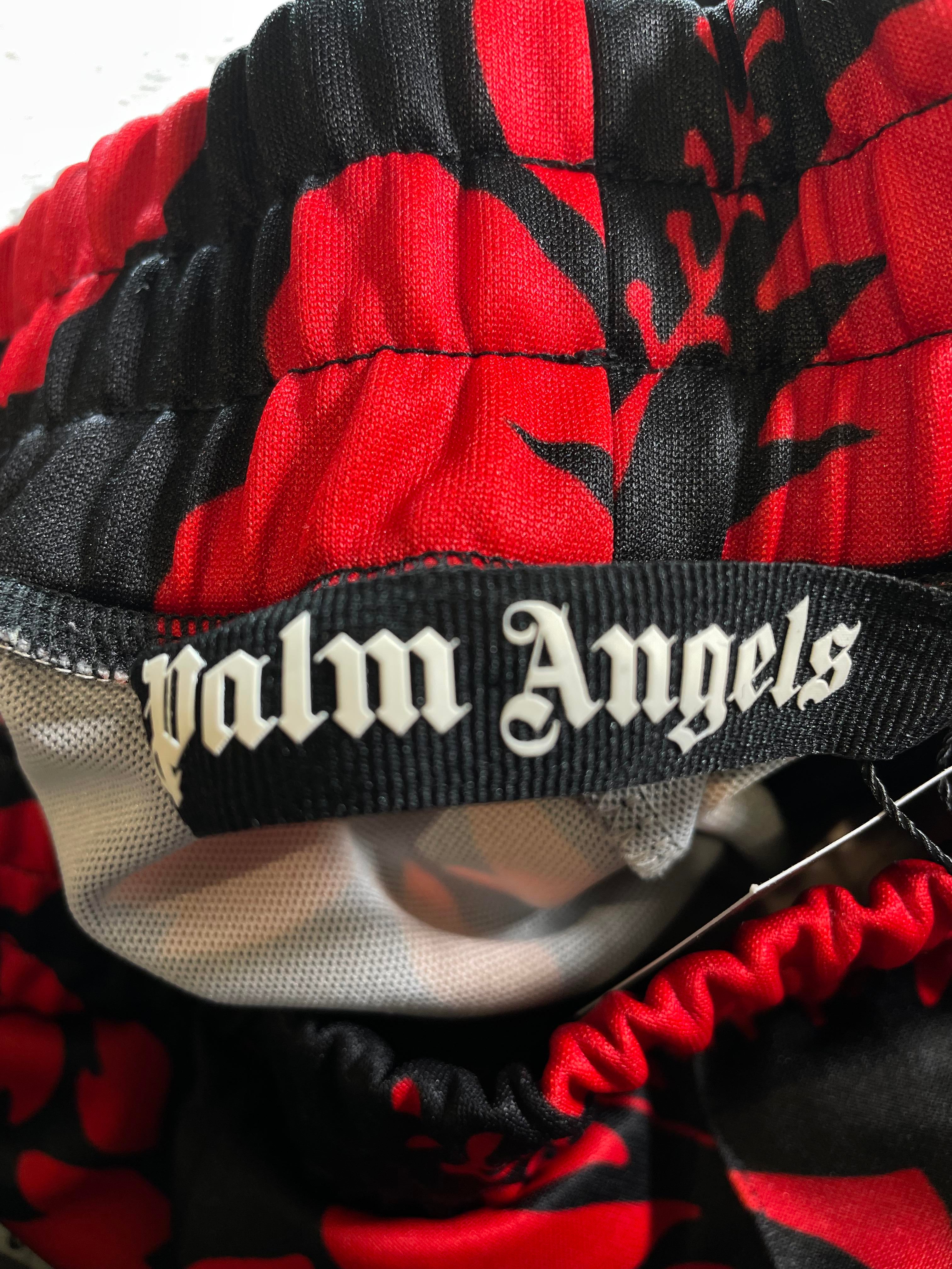 Palm Angels Floral Stripe Black & Red Track Pants
