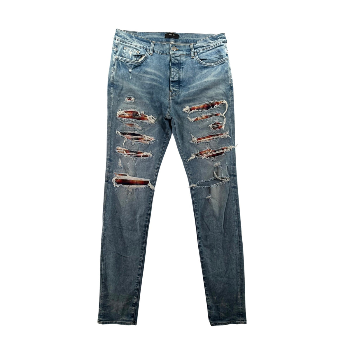 Amiri Sunset Plaid Thrasher Light Wash Jeans