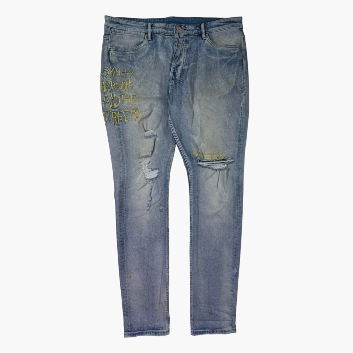 Ksubi Gold Embroidered Light Wash Jeans