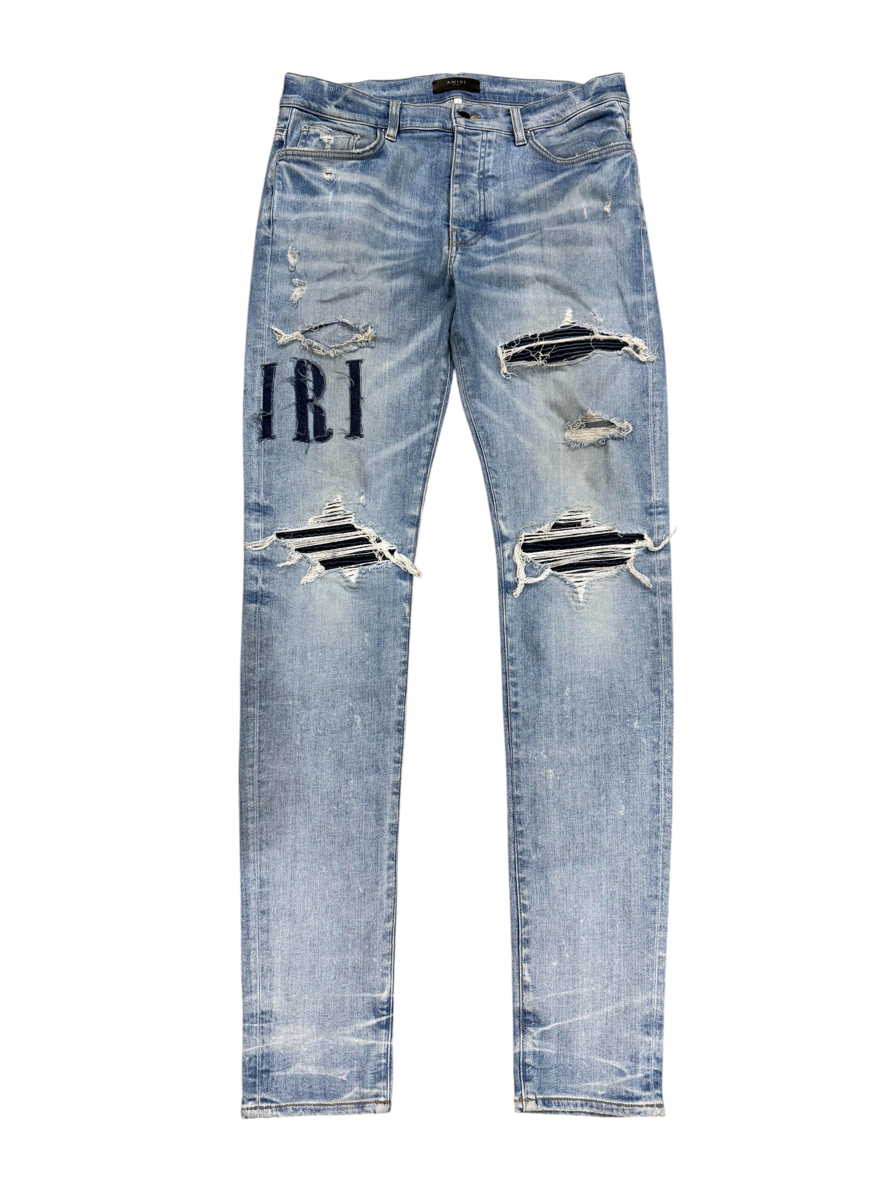 Amiri MX1 Applique Light Wash Denim Jeans