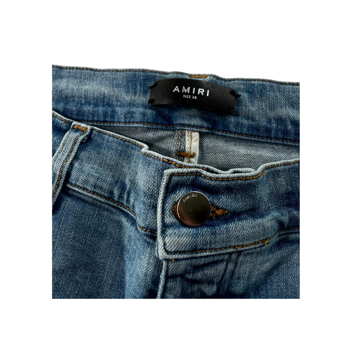 Amiri Sunset Plaid Thrasher Light Wash Jeans
