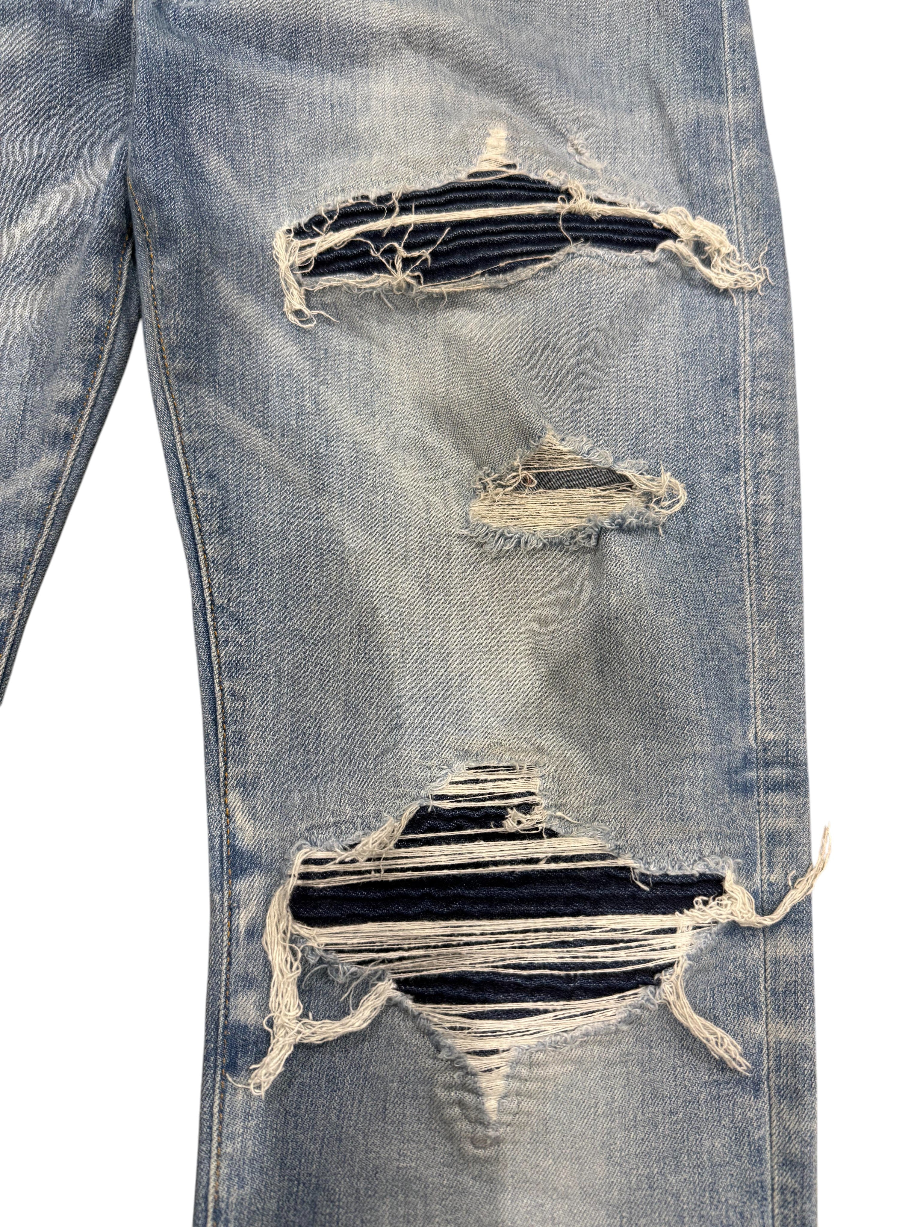 Amiri MX1 Applique Light Wash Denim Jeans